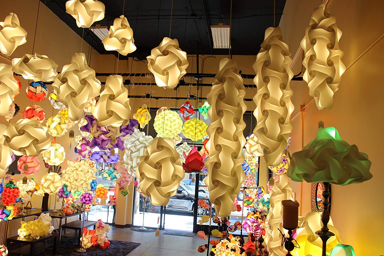 Lightingsky Diy Iq Jigsaw Puzzle Lamp Shade Ceiling Pendant Lampshade Kit With 15 Feet Hanging Cord (Sky, Xl-16 Inch)