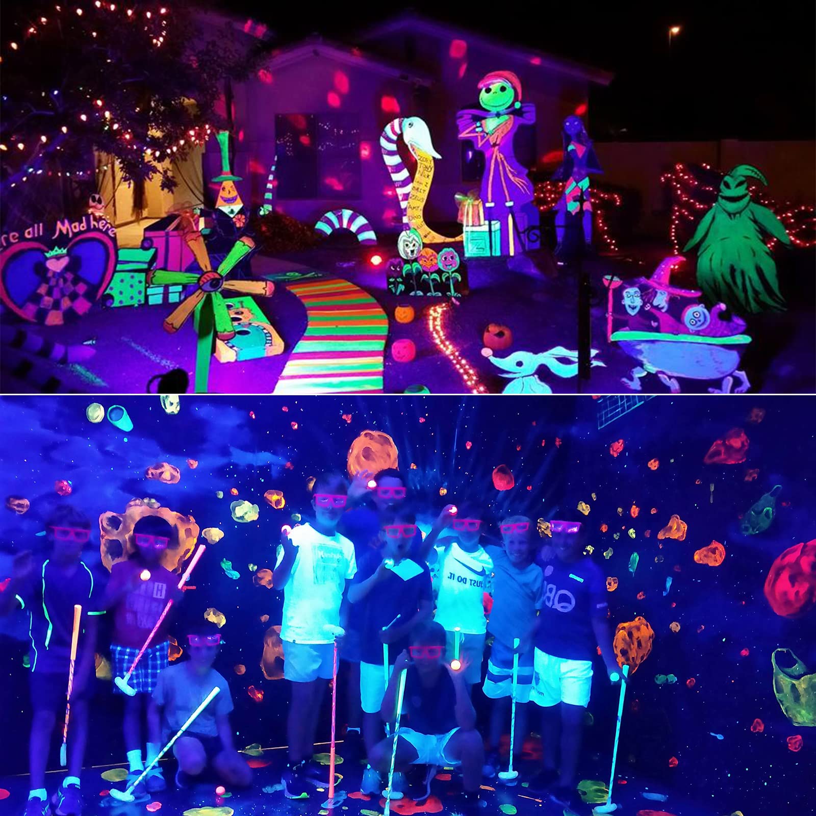 Omika 40Ft Led Uv Black Light String Lights, 120 Units 2835 Beads, Remote Control, Purple, Model Bg-Uv-001, Perfect For Parties And Decor