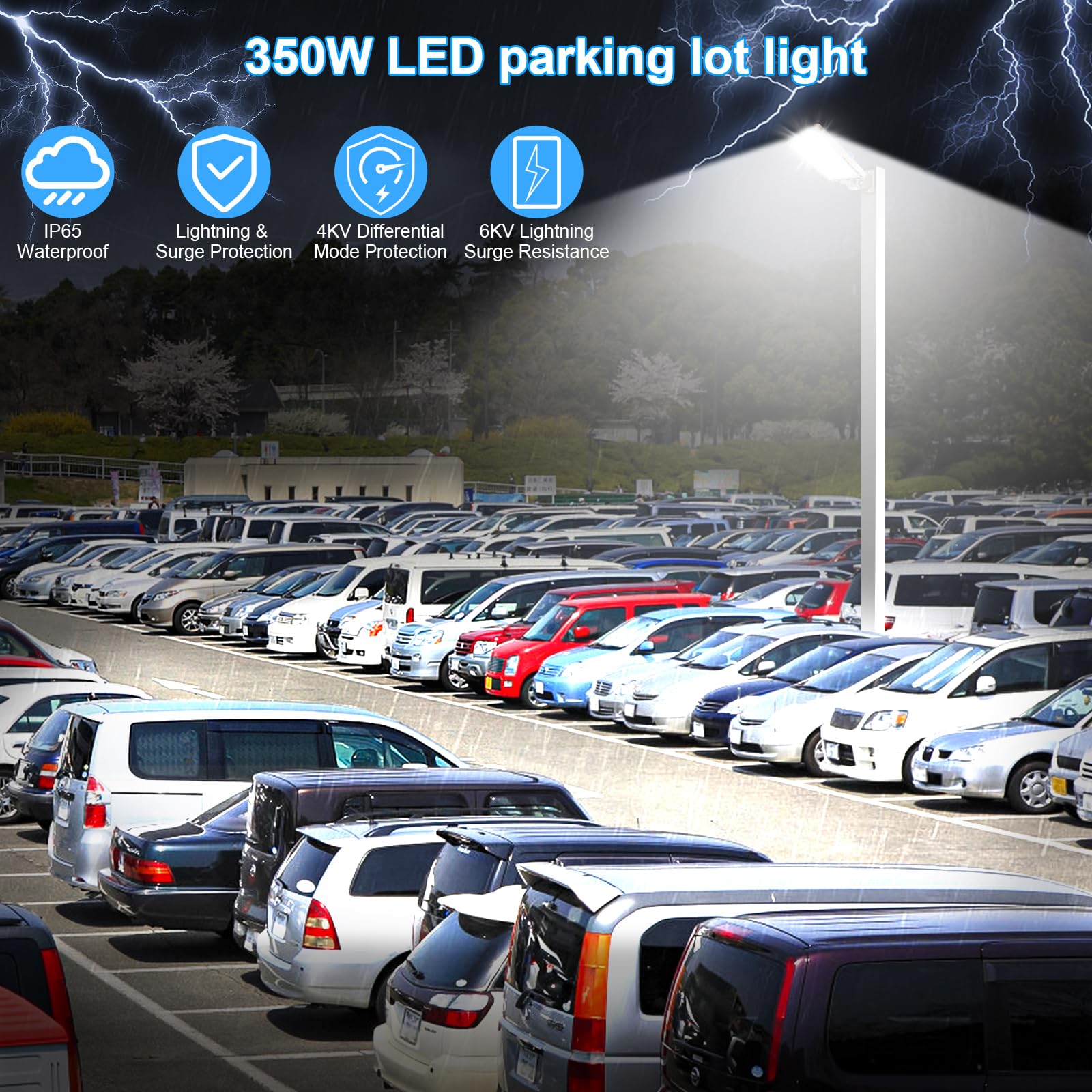 BIRITALO LED Flood Light 350W 52500LM Dusk to Dawn Waterproof 5000K Brown 3 Pack