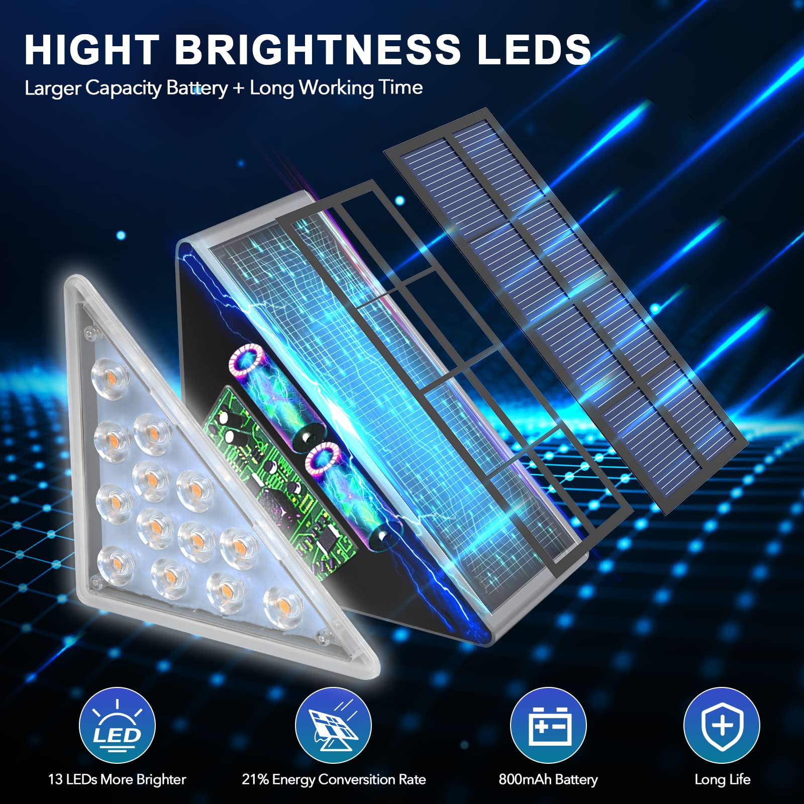 Audles Led Solar Step Lights Waterproof Outdoor Stair Lights, Warm White Solar Deck Lights Ip67 Solar Decoration Lights For Yard