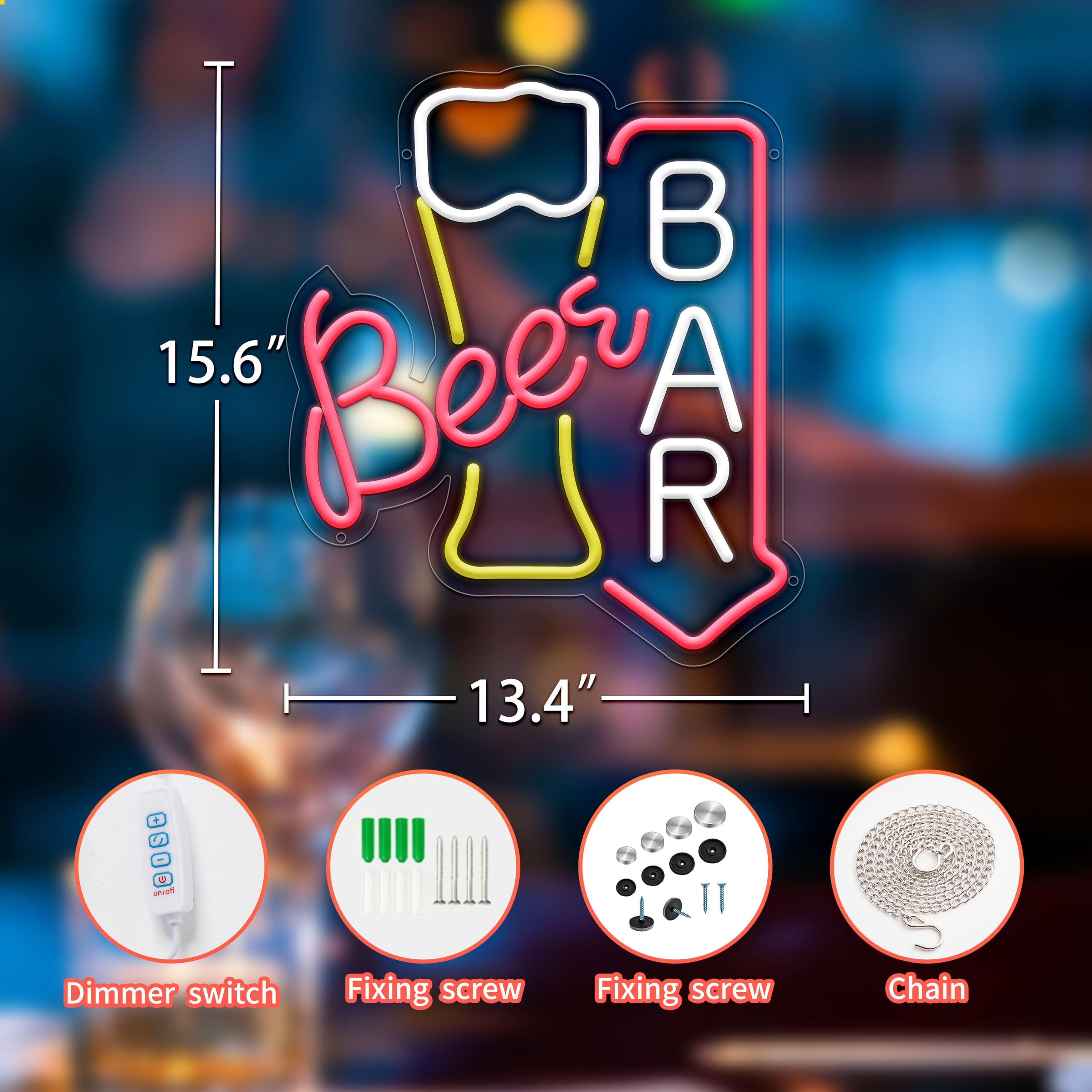 Moneter malt-inspired Bar Neon Sign - LED Wall Decor, USB Powered Acrylic Light for Bedroom & Living Room, Kids Safe, Reusable Design
