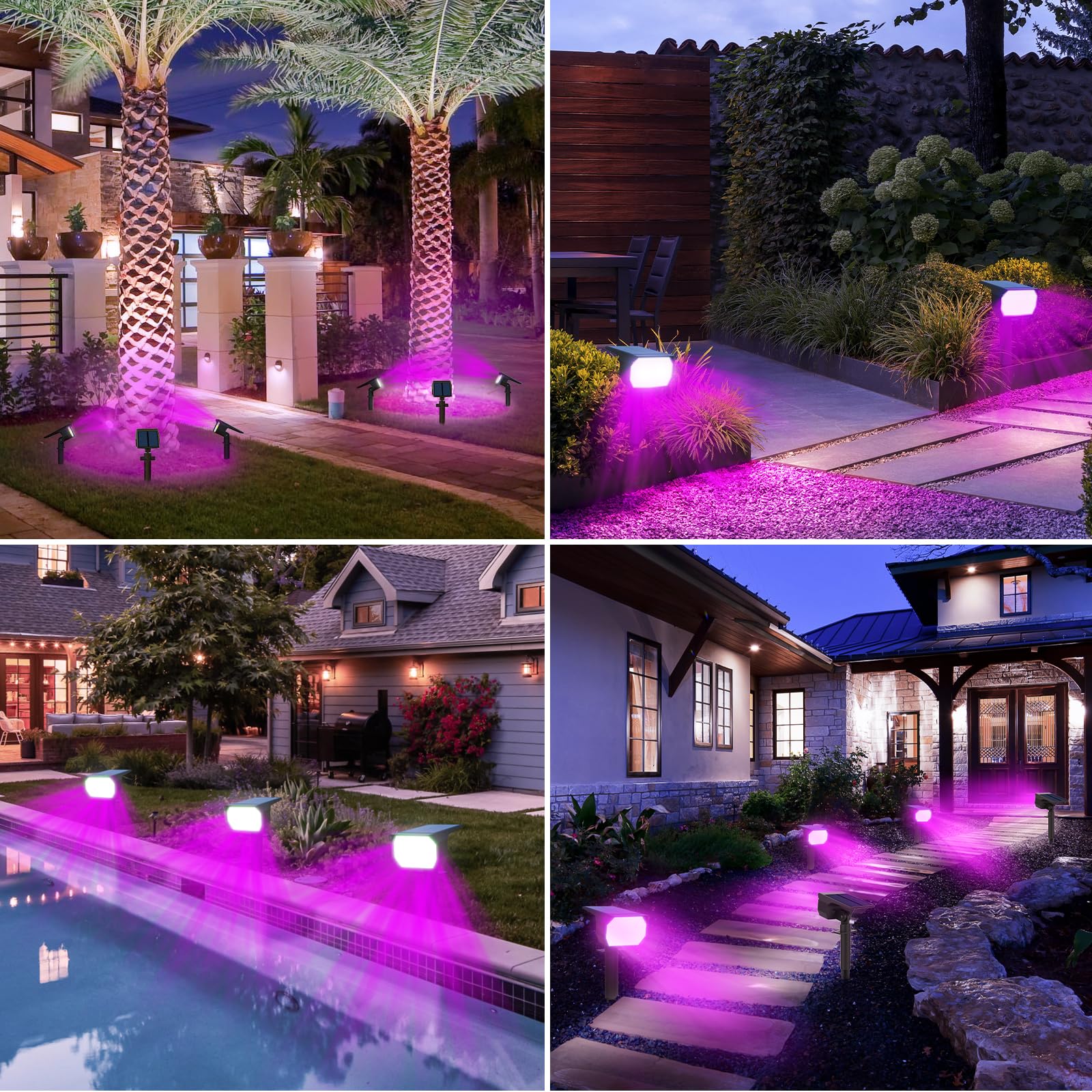 nipify Solar Spot Lights 4 Pack, Waterproof Outdoor Landscape Lighting, Purple, Plastic, Model 8c5b2884-27dd-4e42-8499-f827003565f