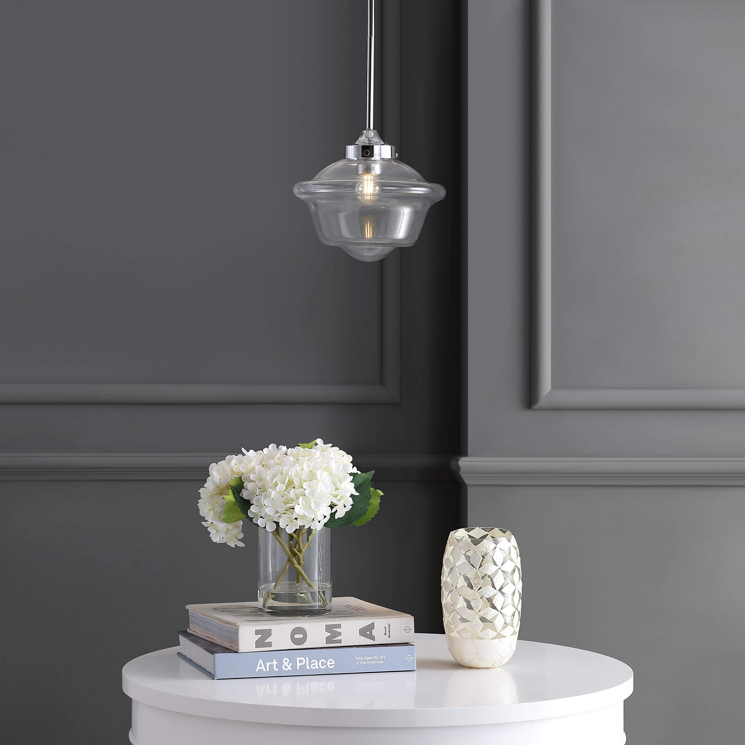 Jonathan Y Jyl3517B Kurtz 9.5'' Adjustable Drop Metal/Glass Led Pendant Contemporary Transitional Dimmable Dining Room Living Ro