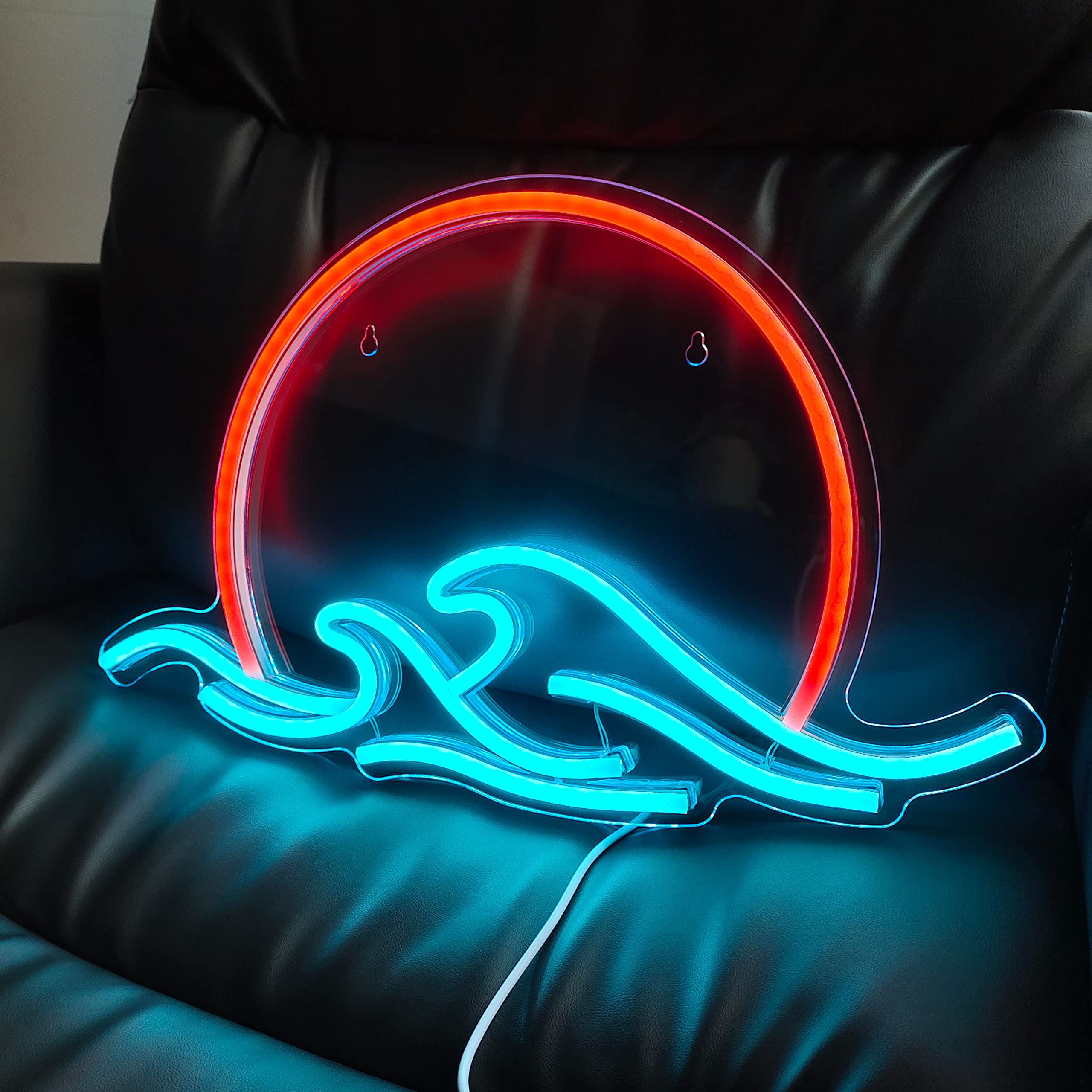 Sunset With Waves Neon Sign Led Sunrise Neon Light For Bedroom Wall Decor Anime Wave Neon Signs Led Sunset Light Sign (Sunset)