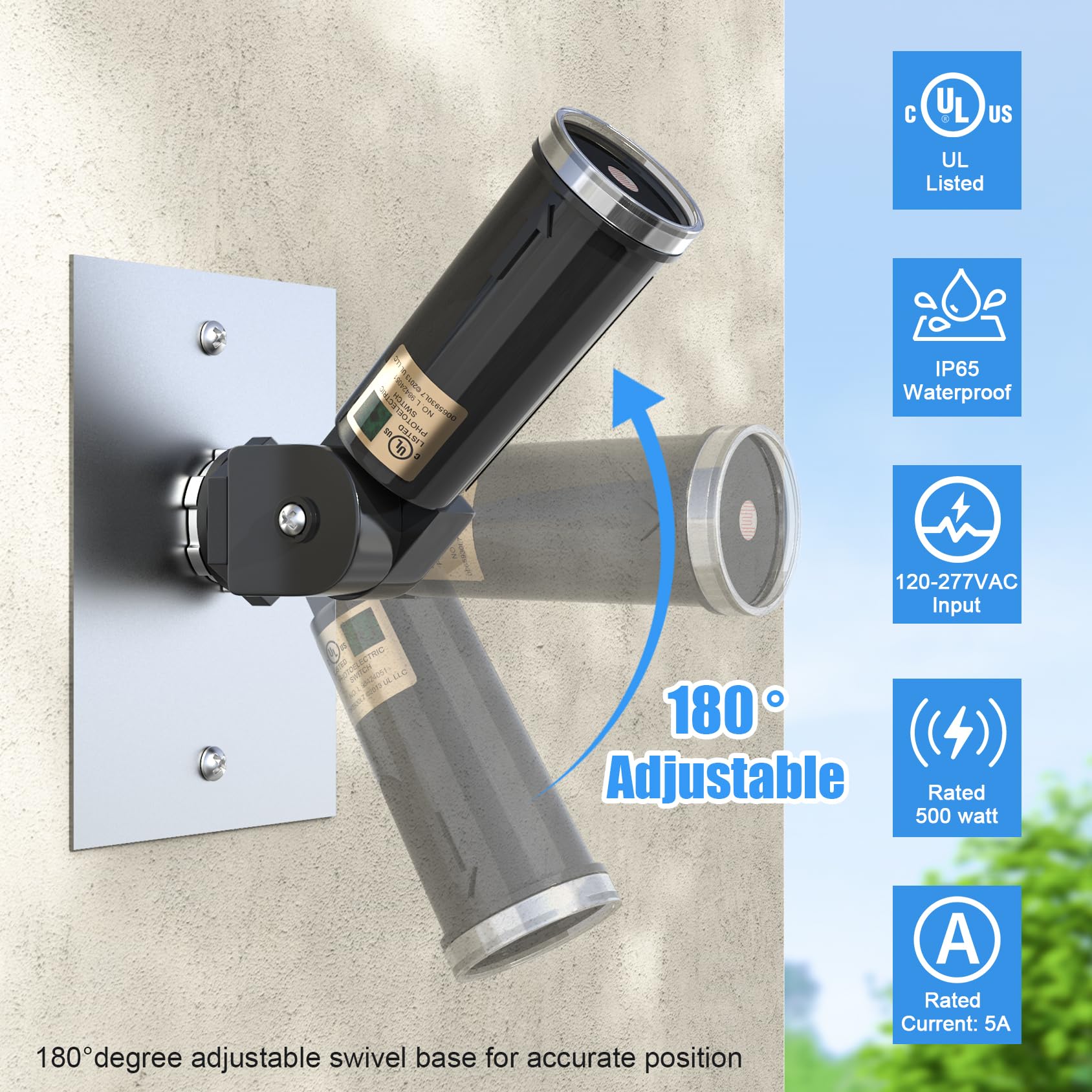 4 Pack Photo Cell Outdoor Light Sensor, Dusk To Dawn Sensor, Photocell Sensor, Photoelectric Switch, Ul Listed, Ip65 Waterproof,