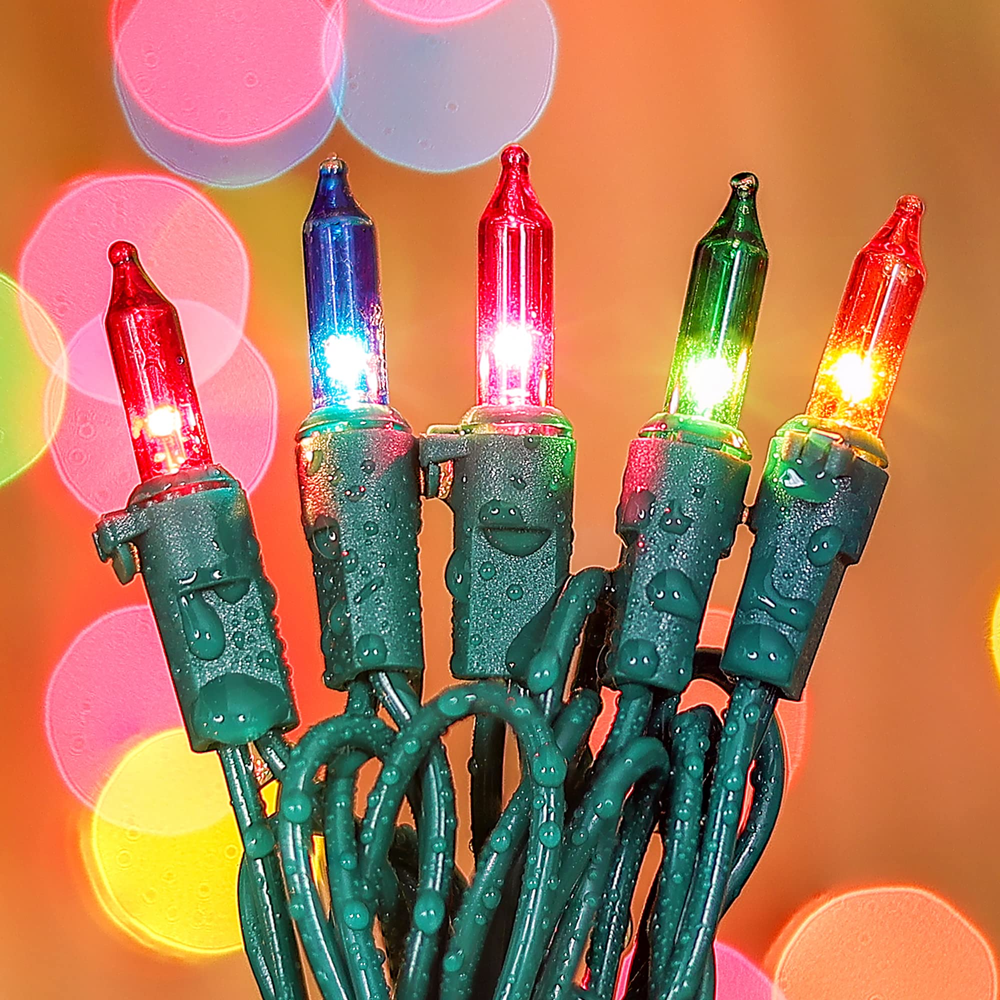 mimigogo 50-Count Mini String Lights, Multicolor, 13ft Long, Copper Wire, Holiday Decorations, Indoor & Outdoor Use