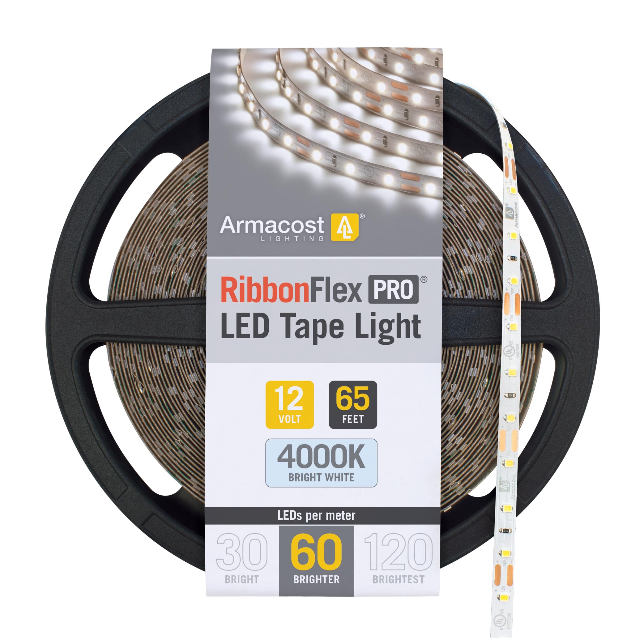 Armacost Lighting RibbonFlex Pro Tape Light 4000K Bright White 65.6 ft 60 LEDs/m Model 152260
