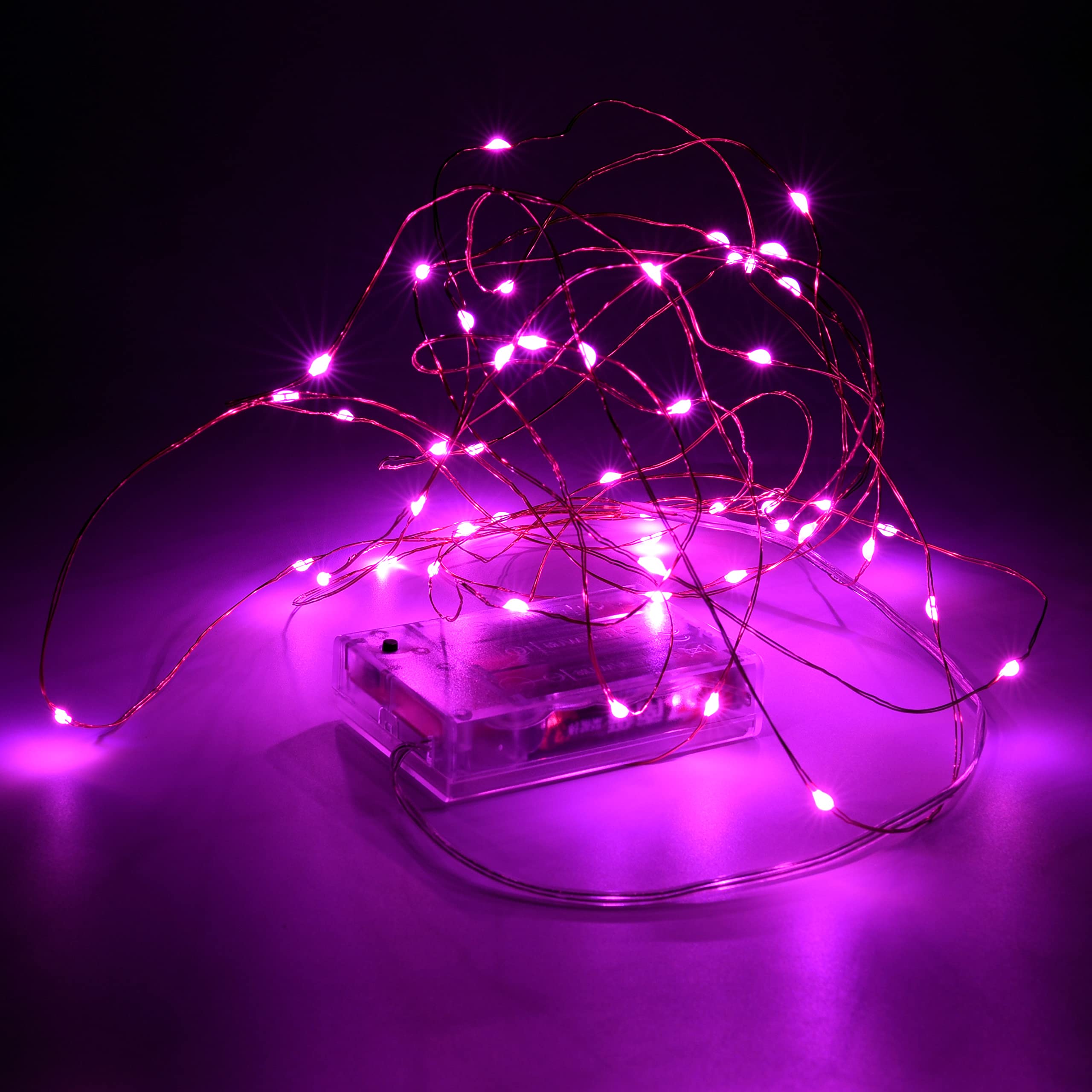 Uhugu Battery Powered Christmas Lights, 16Ft Battery Powered Christmas Lights With 8 Flashing Modes And 8 Hours On 16 Hours Off Timer(Pink,1 Pack)