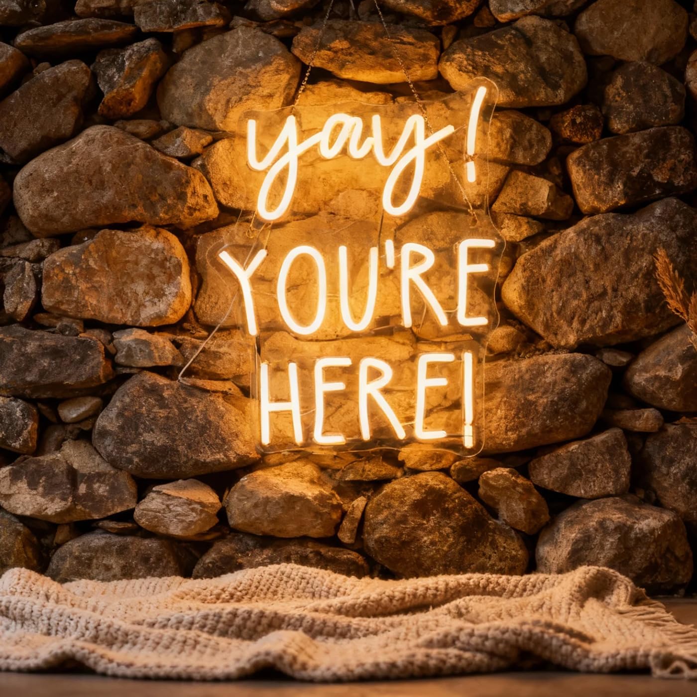 Led Yay! YouRe Here! Neon Sign  Positive Quotes Decorative Neon Lights For Home Room Classroom Wall Decor  Office Wall Decor Neon Light Sign  Christmas Birthday Gift Thanksgiving Gift(Warm White)