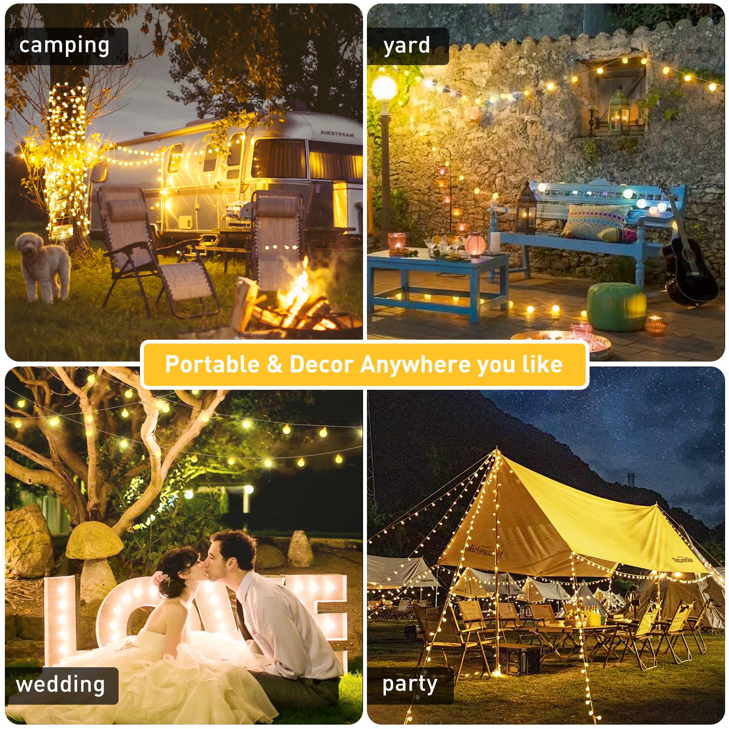 JMEXSUSS 100 LED Globe String Lights, Warm White, Battery Operated, Waterproof, 33FT with Remote for Indoor/Outdoor Decor