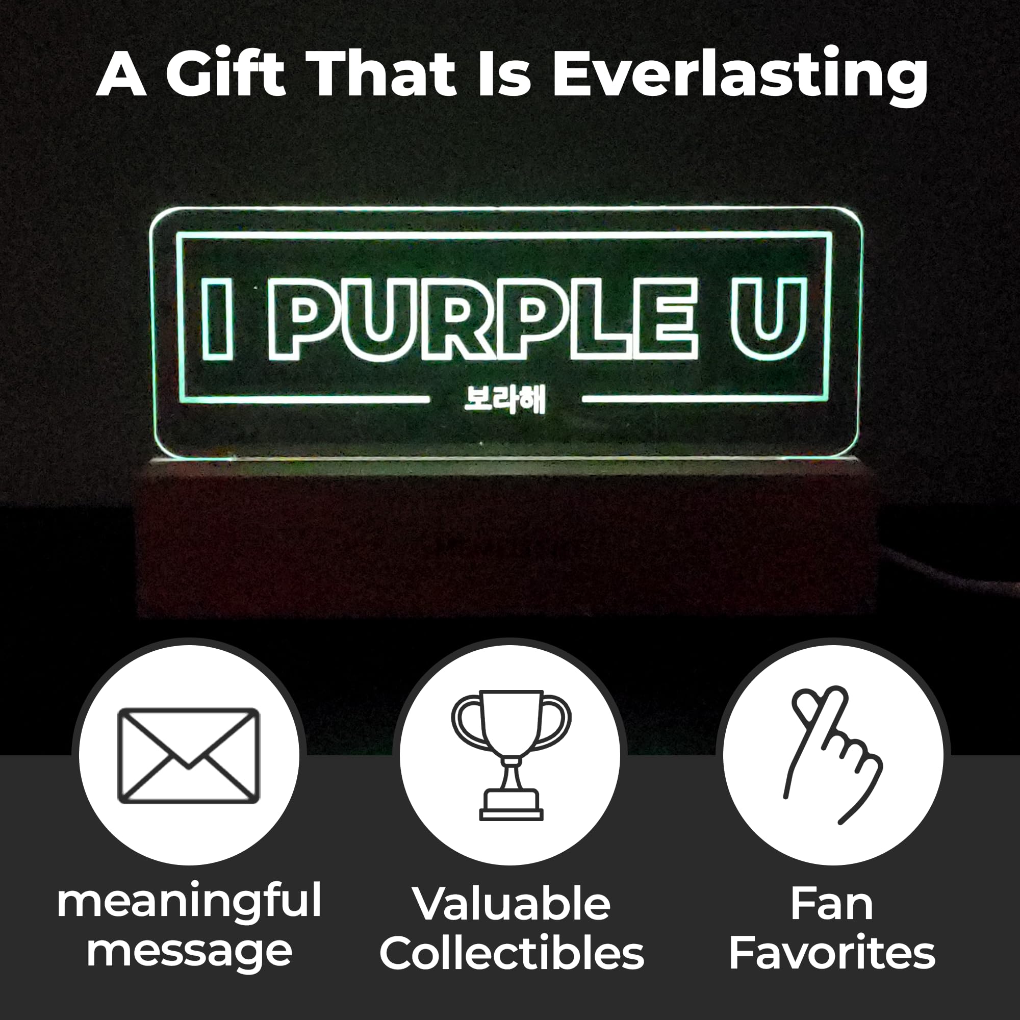 Memelight Bts Merchandise, Kpop Lamp For Army, I Purple You, 7Rgb Color, Dimmer, 8.3 X 4.2 X 1.7