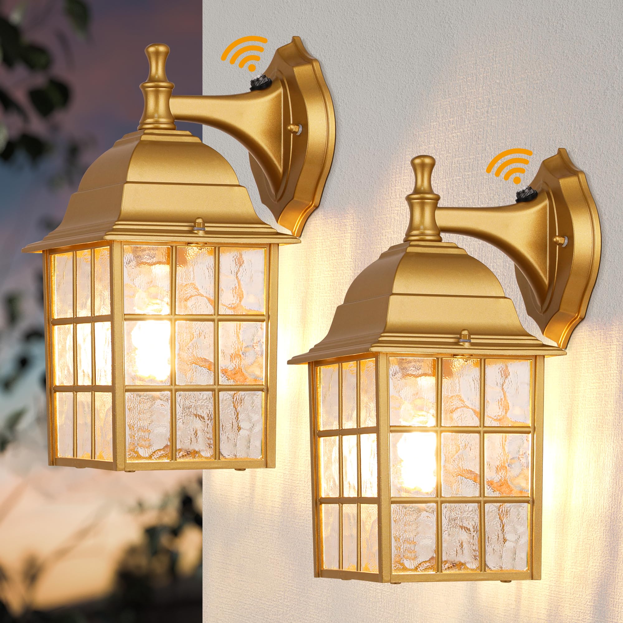 2-Pack Outdoor Porch Light Fixtures with Photocell Sensor, Dusk to Dawn Exterior Light Fixture Wall Mount, Outside Lights for Ho
