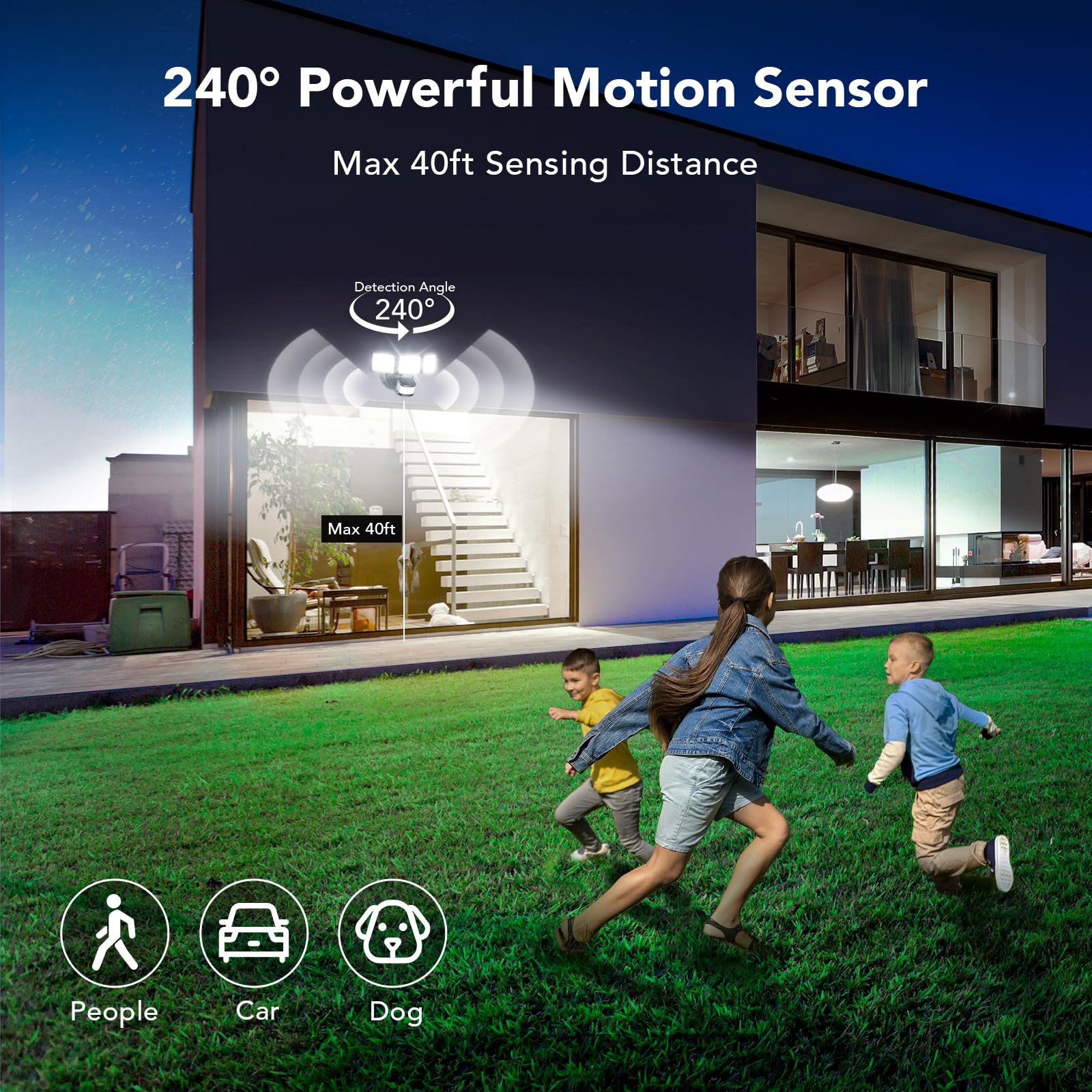 Orein 2 Pack Motion Sensor Outdoor Lights, 3500Lm/26W And 240? Big Motion Sensor, Dusk To Dawn Flood Lights Outdoor Ip65 Waterpr