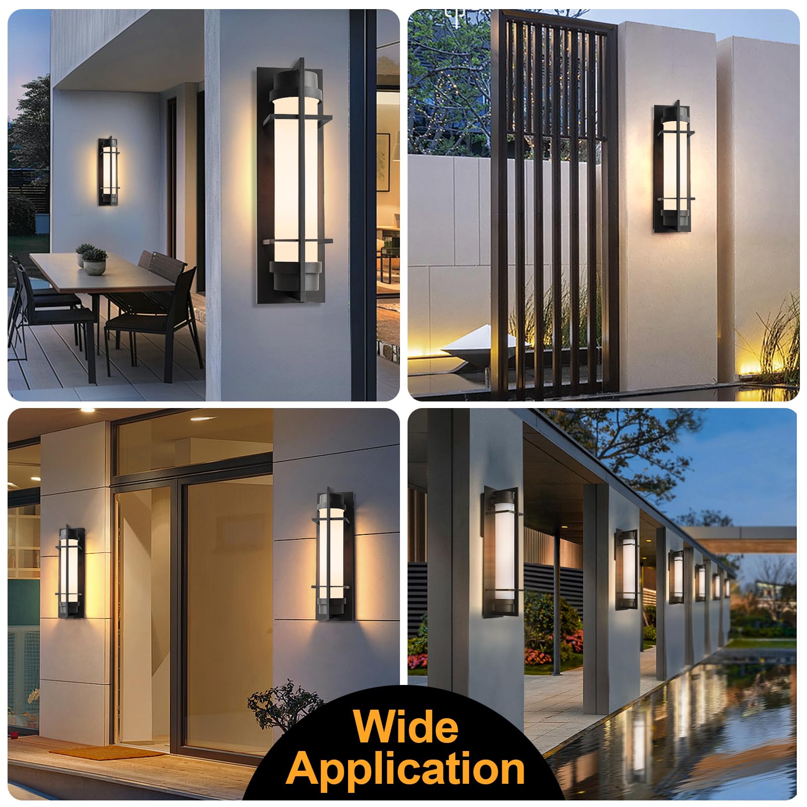 Alvime Outdoor Wall Sconce - Waterproof Black Lantern For Entryway, Patio, Garage, E26 Base