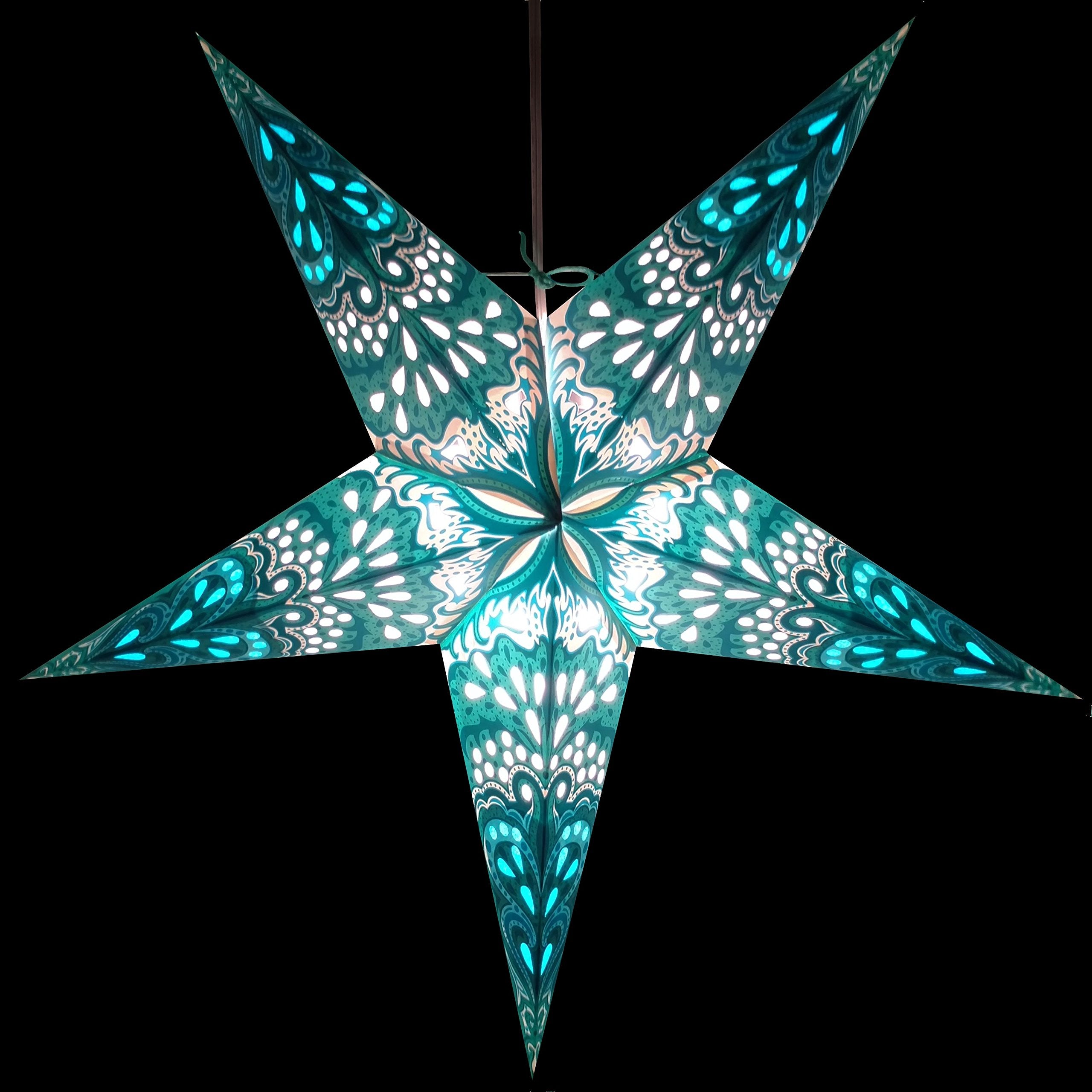 Hometown Evolution, Inc. Turquoise Charm Paper Star Lantern With 12 Foot Power Cord Included