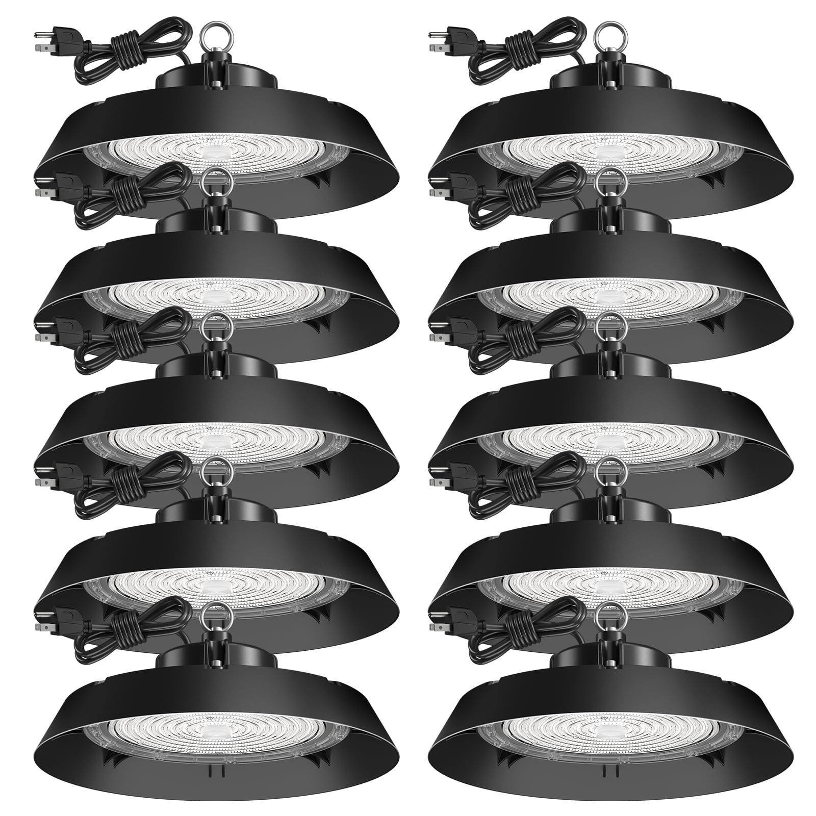 Amico 250W UFO LED High Bay Light, 35,000lm, AC100-277V, Black, Model BWU3-240W50, UL Listed, 10 Pack