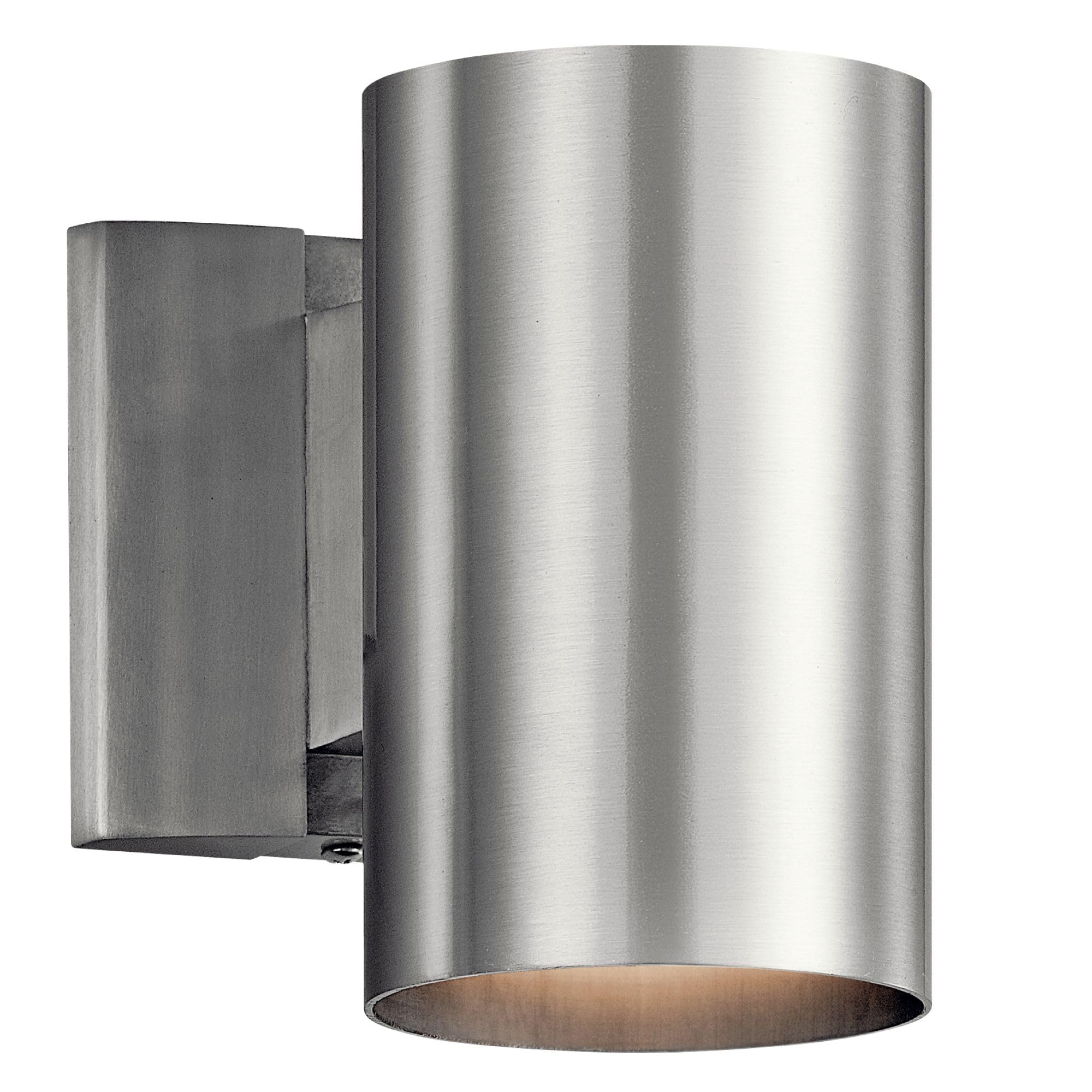 Kichler 9234BA Outdoor Cylinder Wall Mount Sconce DownLight, Brushed Aluminum 1-Light (5 W x 7 H) 65 Watts