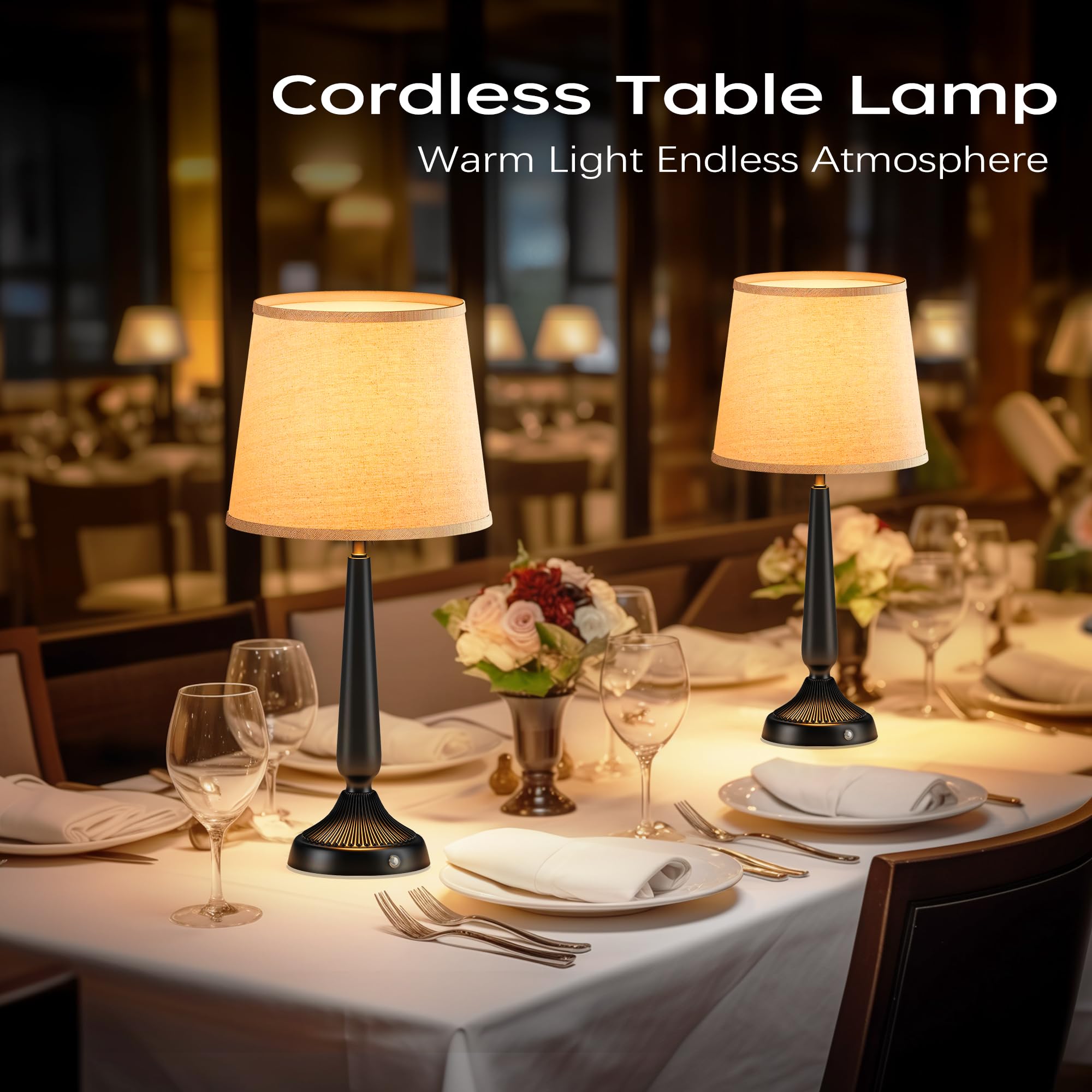 Partphoner Cordless Table Lamp, 5000Mah Battery Rechargeable Touch Lamp, Wireless Led Lamps, 3-Level Brightness Bedside Lamps, M