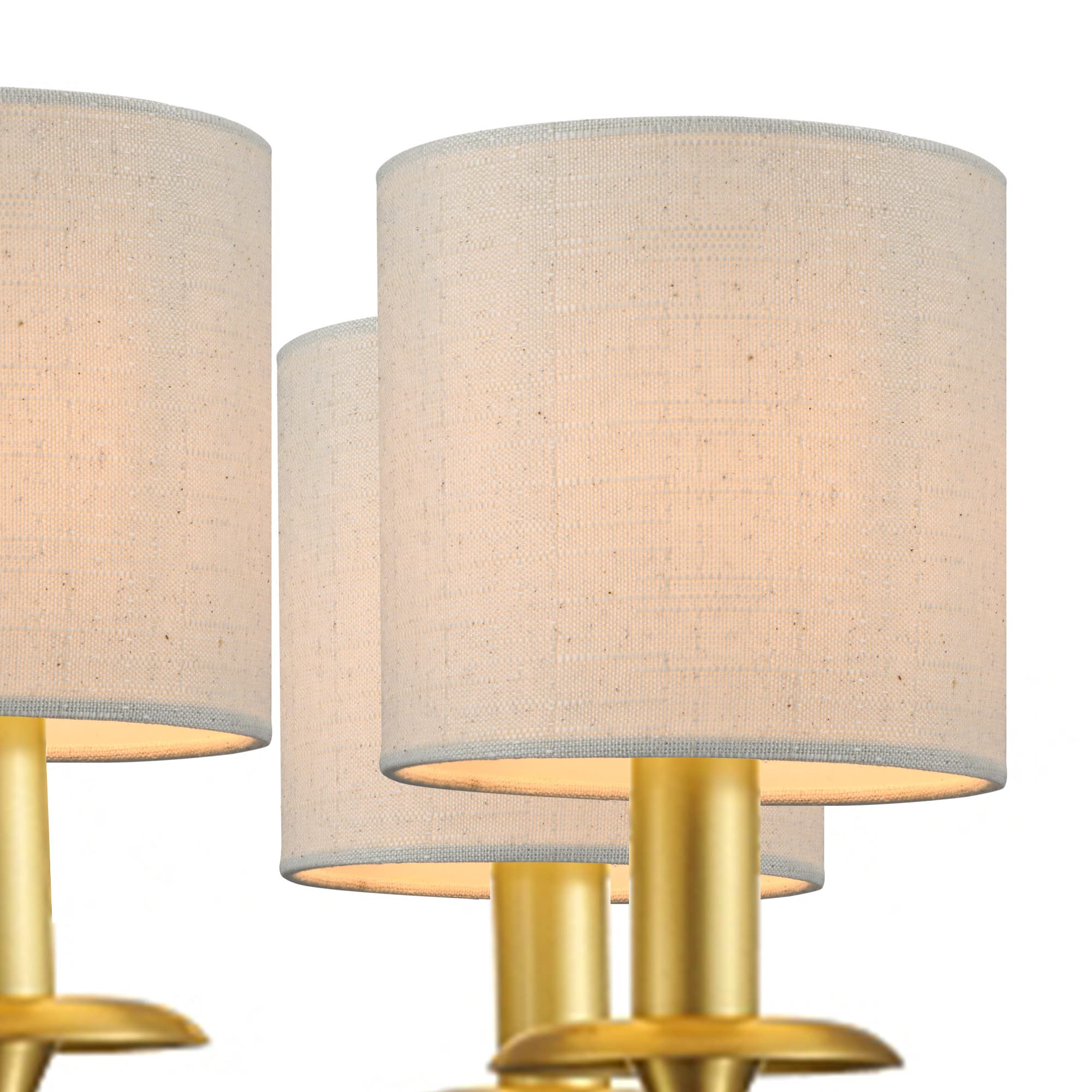 Lampwell Clip-on Chandelier Lamp Shades, Set of 6, Beige Linen, Small Drum 5.2" x 5.2" x H5.2", Handmade, Modern Design