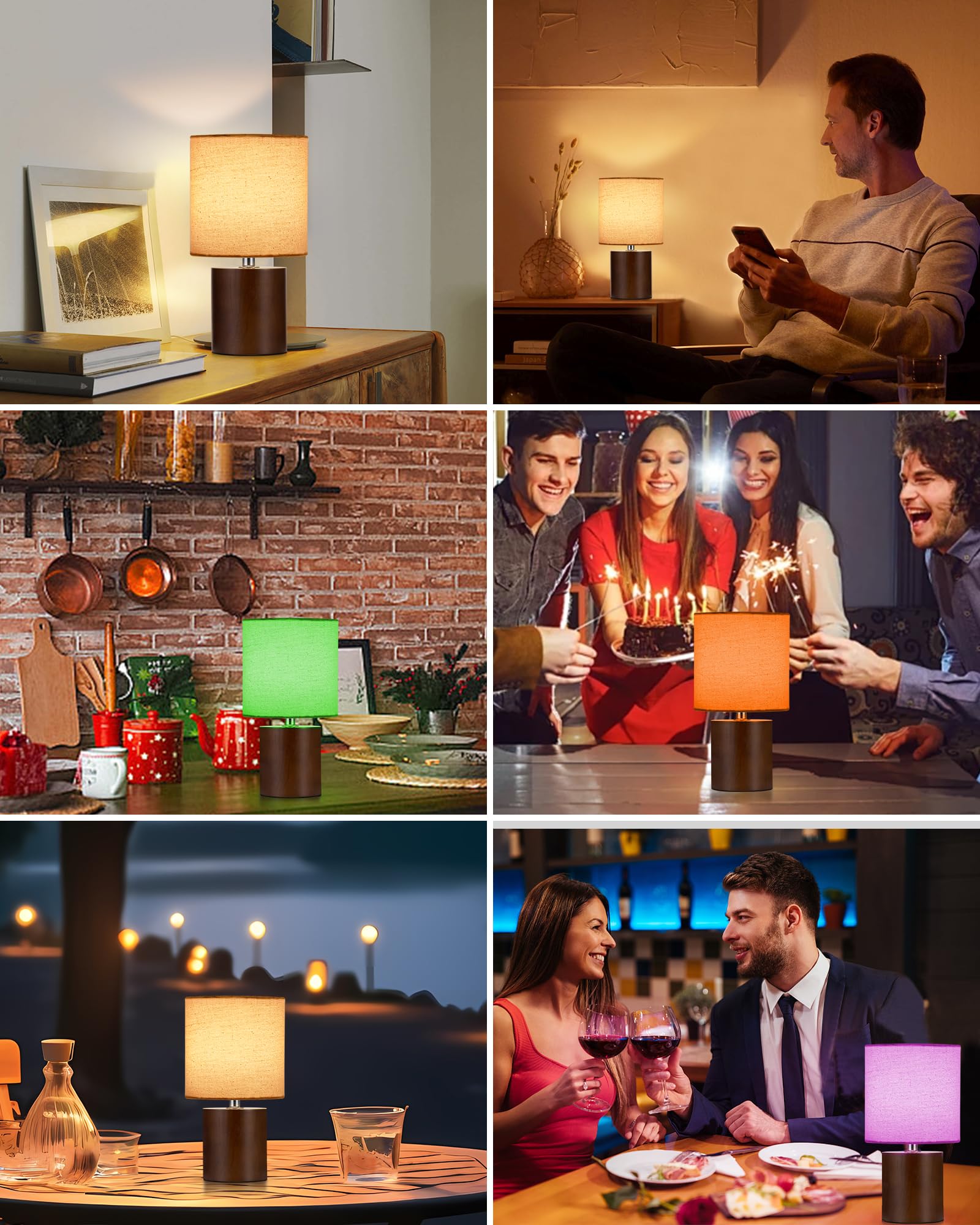 Umexus Rechargeable Cordless Table Lamp With Timer, Remote, Dimmer, Wood Small Battery Operated Lights, Warm Bedroom Nightstand
