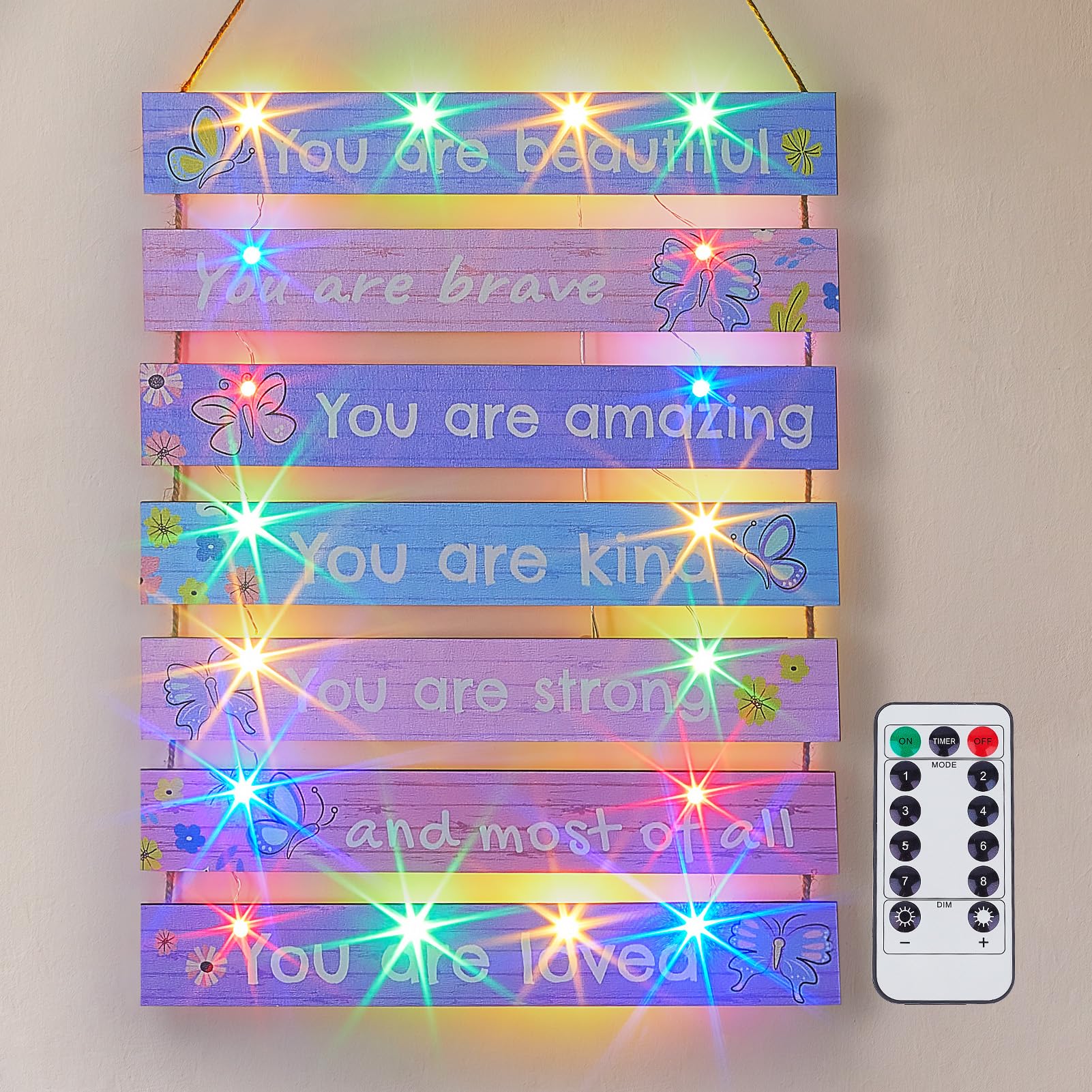 FIOBEE Girls Room D  cor for Teen Girls Boys with LED Light Wall Decor for Bedroom Motivational Inspirational Wall Art Girl Room