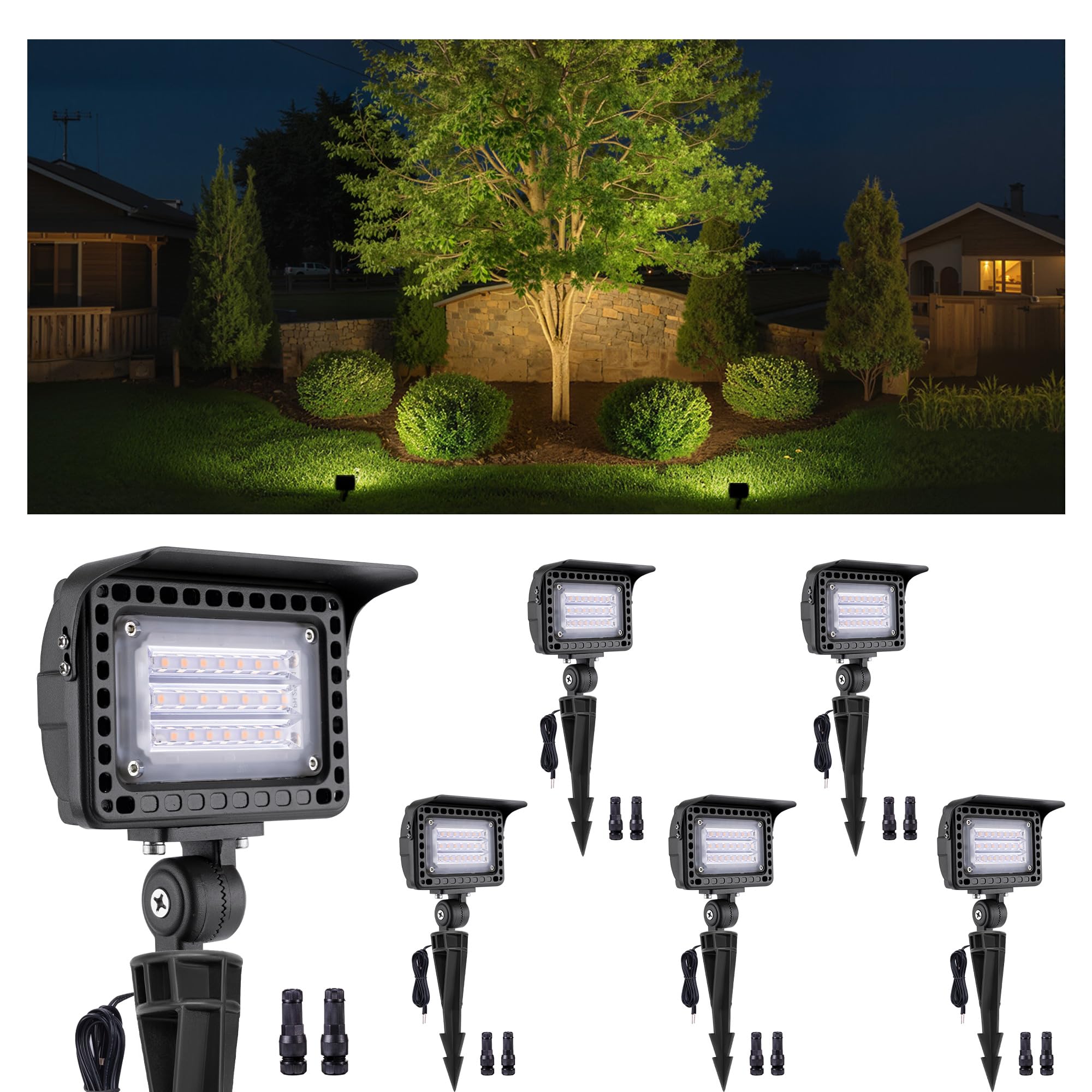 Gardenreet Landscape LED Flood Lights - 7W Outdoor Low Voltage Wall Wash Lights, 12V Waterproof Angle Adjustable Wide Beam Hardw