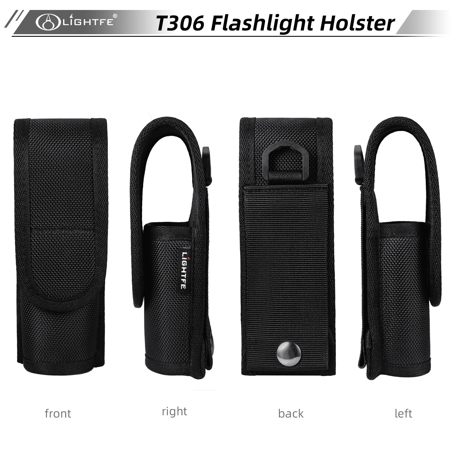 LIGHTFE Tactical Flashlight Holster T306 - Nylon Pouch for 1-1.2" Diameter Flashlights, Suitable for All Lengths