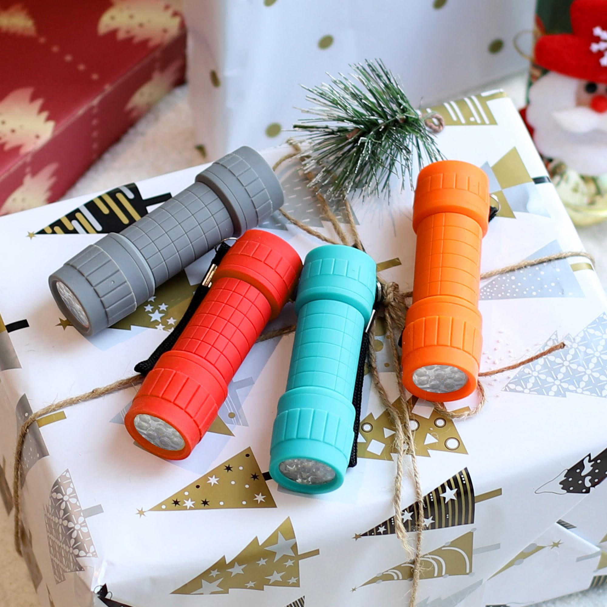 FASTPRO 4-Pack 9-LED Mini Flashlight Set, AAA Batteries are Included and Pre-Installed, Perfect for Class Teaching, Camping, Wed