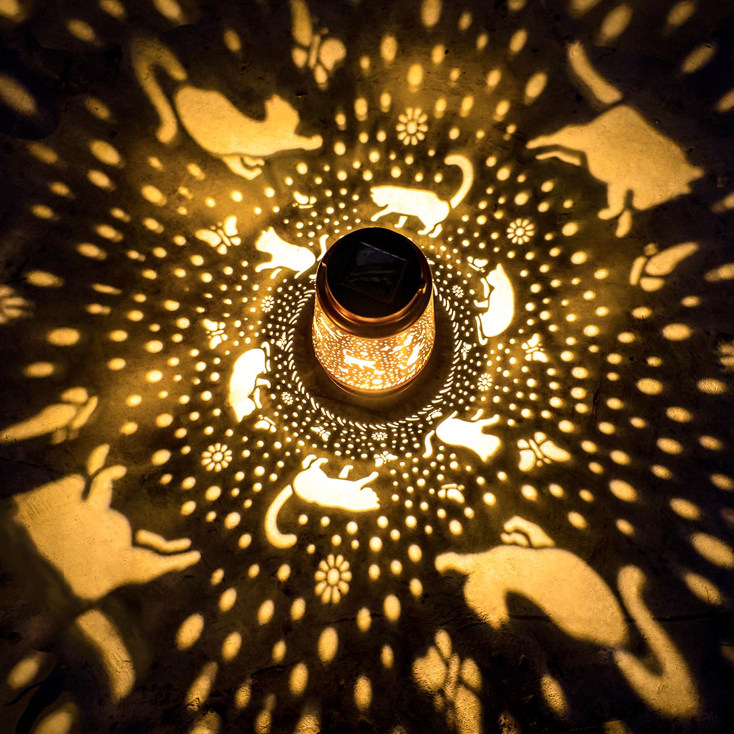 Cat Solar Lanterns Outdoor Waterproof Hanging Solar Lights Cat Gifts For Women Men Metal Decorative Led Cat Lanterns For Garden Decor,Yard,Patio,Lawn,Tabletop,Pathway,Landscape