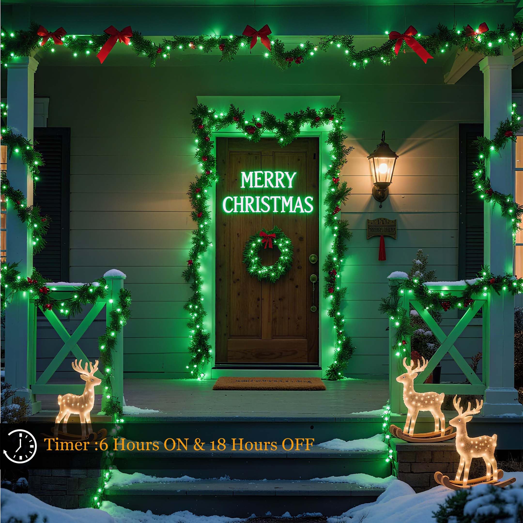 Tcamp 164Ft 500 Led Green Christmas Lights  8 Modes Christmas Tree Lights With Timer Memory Function  Green Wire Starry Fairy String Light For Xmas Tree Outdoor Indoor Decor