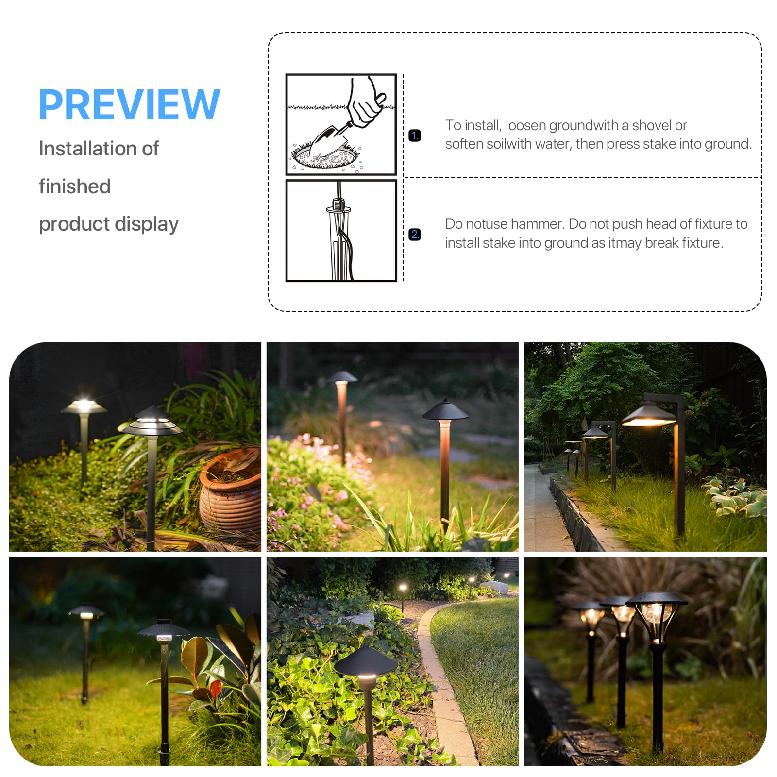 GOODSMANN 2PCS Metal Spikes Stakes with Male Thread 3/4-14NPSM 0.77IN for Low Voltage Landscape Lights Compatible with GOODSMANN