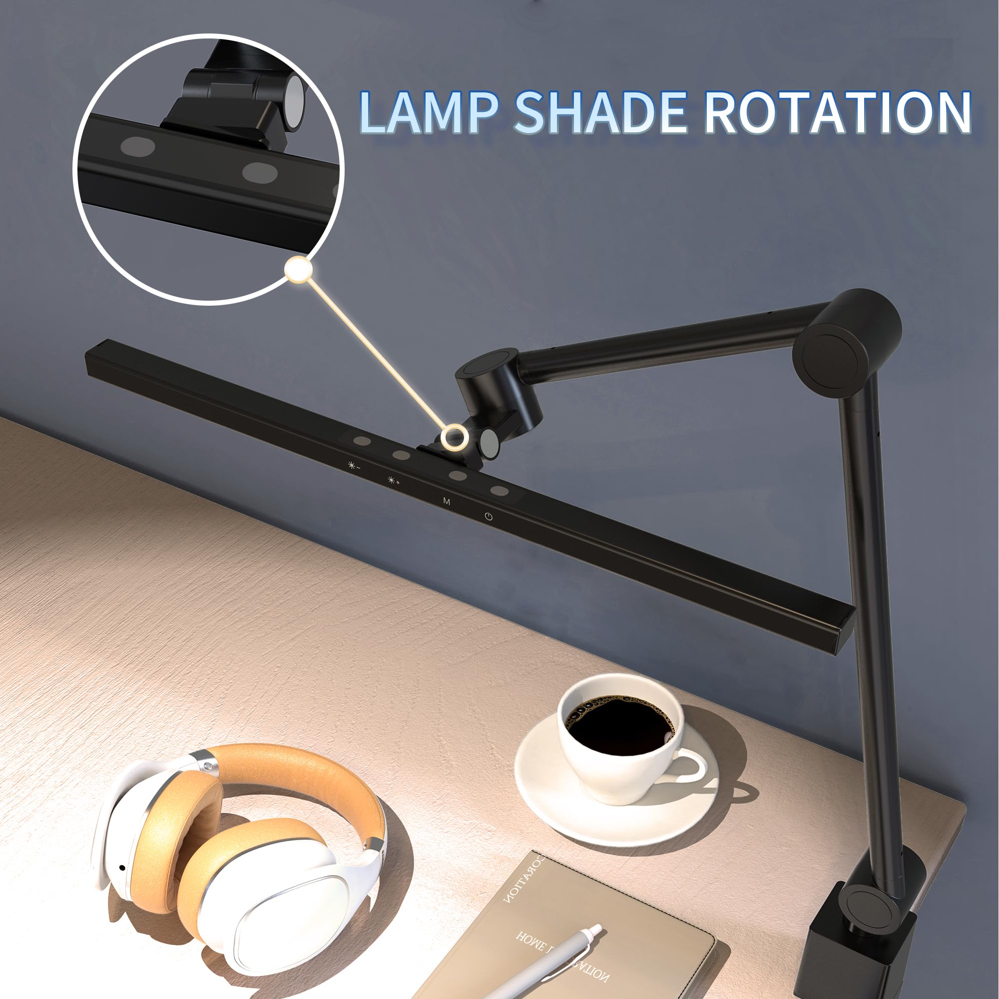 Melifo Led Desk Lamp With Clamp,Monitor Light Bar,Eye-Caring Desk Light,Ultra High Definition And Brightness Table Light,5 Modes 20 Brightness,No Screen Glare&Reduce Eye Fatigue For Reading,Study.