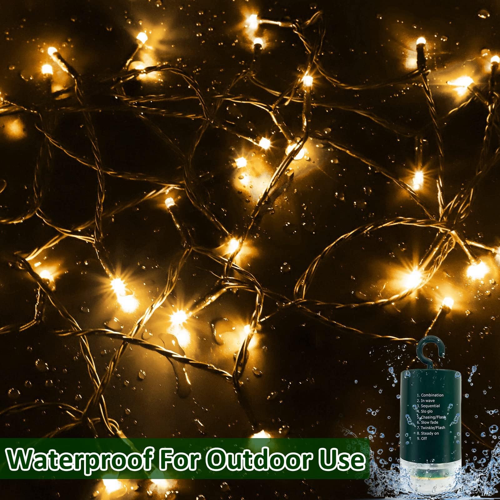 Turnmeon 120Led 39.4Ft Warm White Christmas String Lights With Timer & Remote, Waterproof