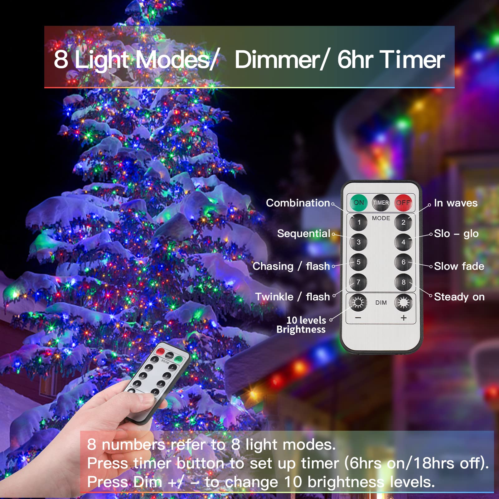 suddus 66ft 200 LED Outdoor String Lights, Multi Color Fairy Lights Battery Operated with Remote, Led Twinkle Lights for Bedroom