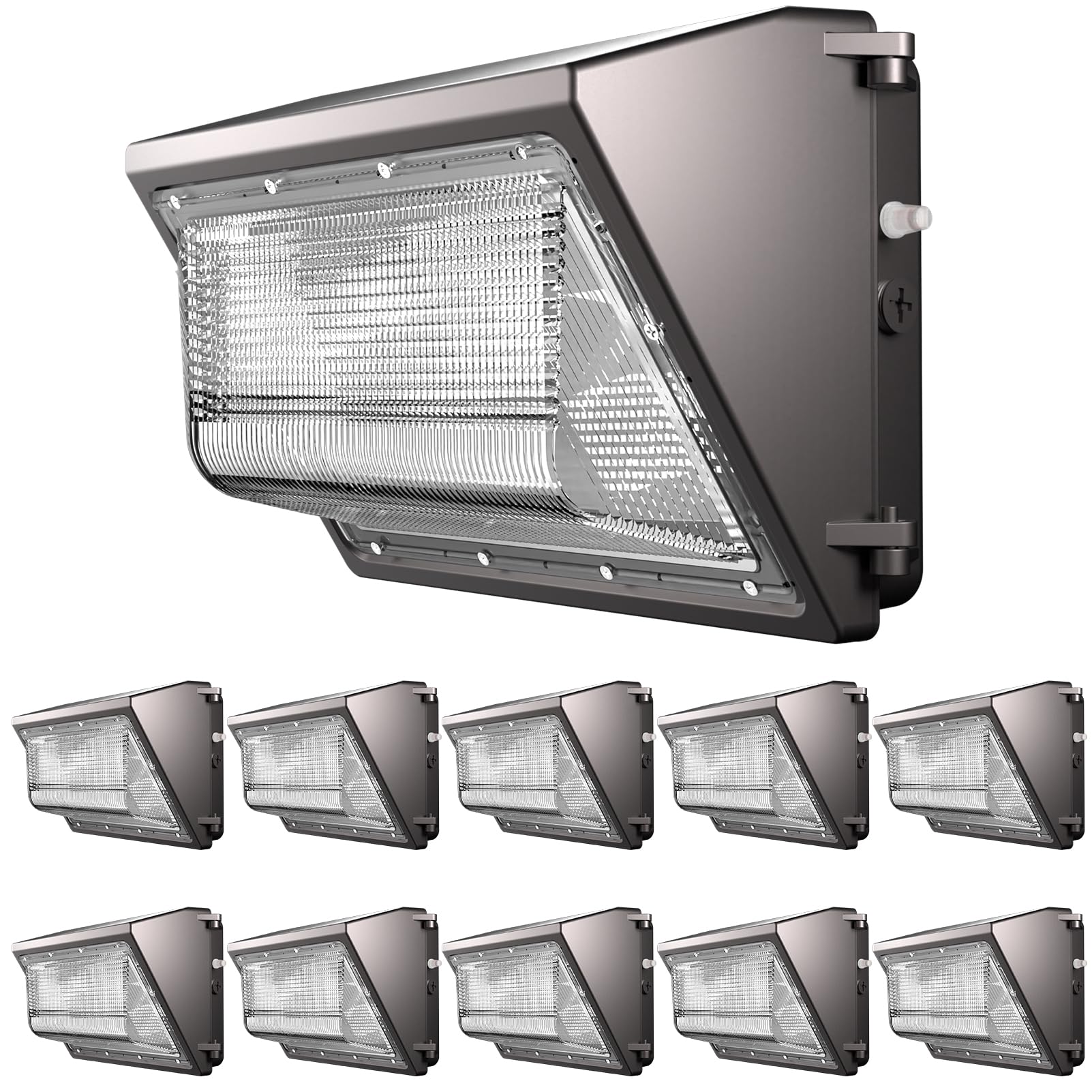 Acohook 10Pack 150W Led Wall Pack Lights  100-277V Dusk To Dawn With Photocell  22500Lm 5000K Daylight Ip65 Waterproof Outdoor Security Lighting  Energy Saving  Etl | 5-Year Warranty(Height:10~20Ft)