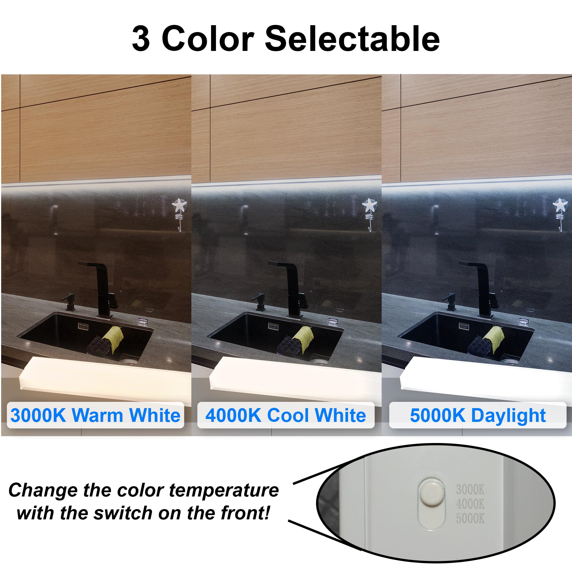 HOMEnhancements 33-Inch Dimmable Under Cabinet LED Light, Hardwired, Color Selectable Soft White/ Bright White/ Daylight White, White Finish