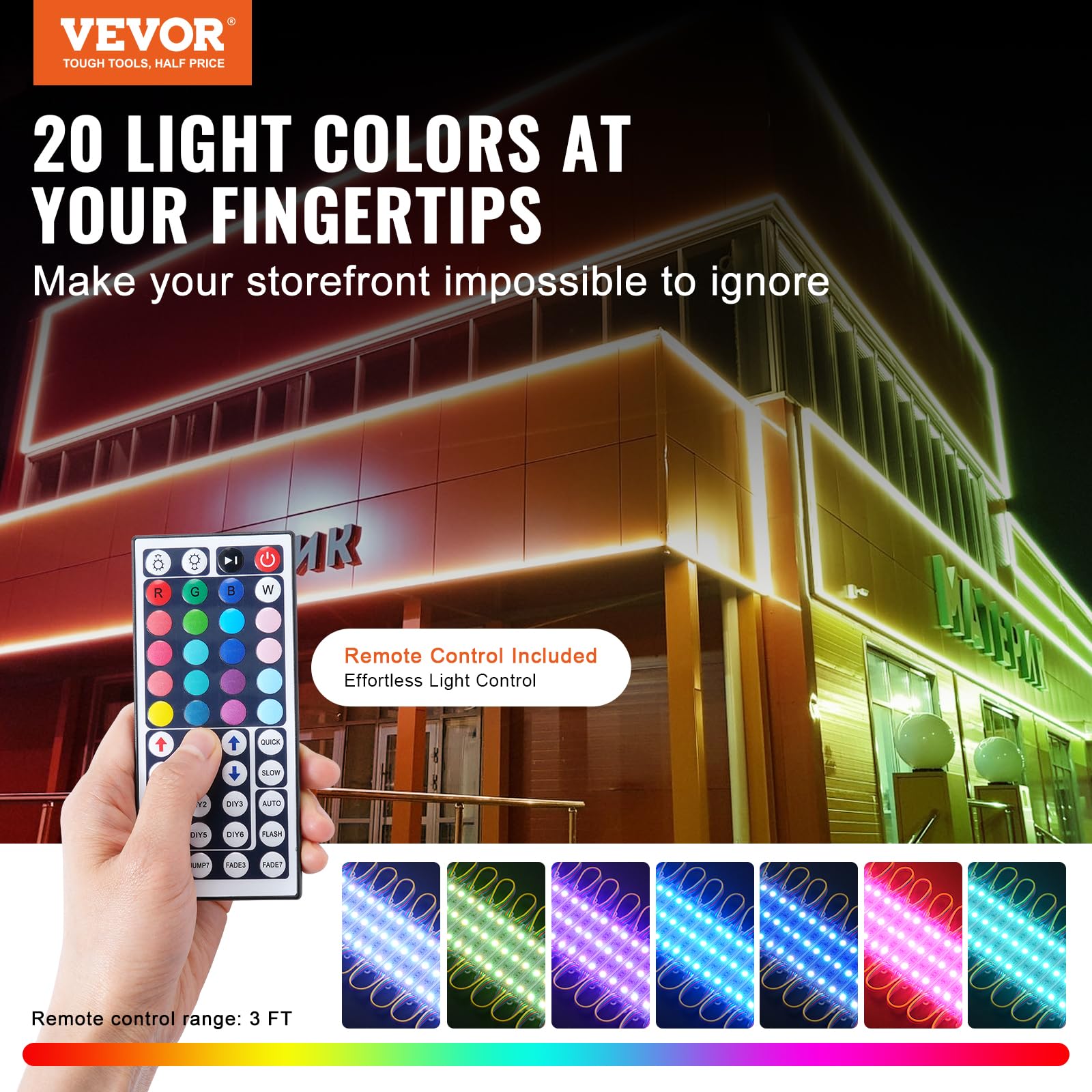 VEVOR LED Module Lights - 400PCS 207Ft RGB Color Changing for Store Signs, Waterproof, Model 5050400
