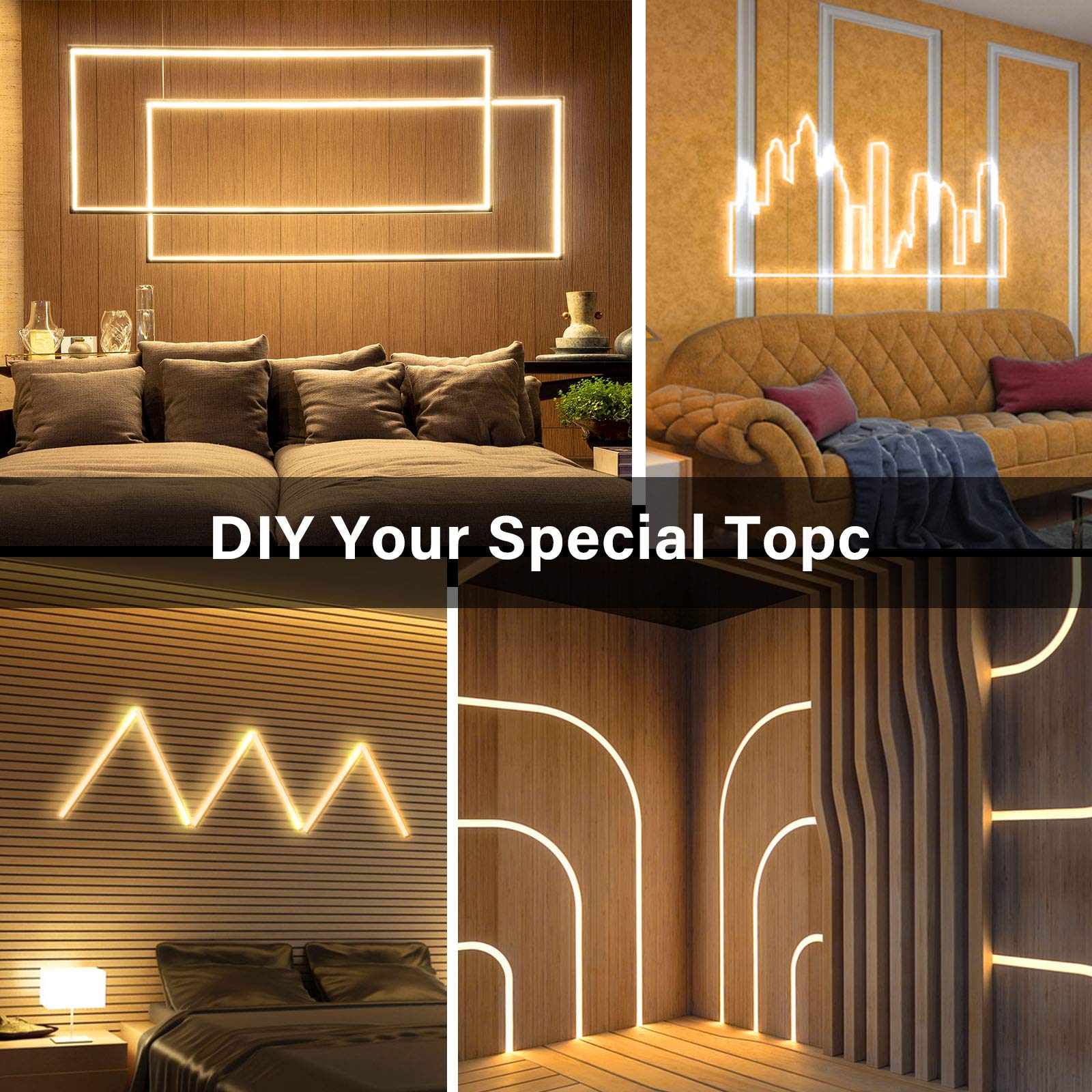 Onforu LED Strip Lights, Dimmable 32.8ft, 3000K Warm White, Flexible Plastic Rope Light, Model DT10