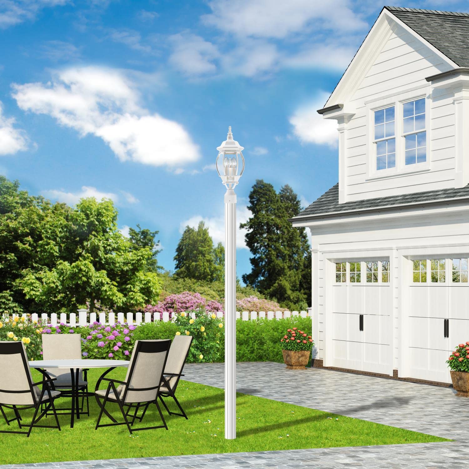 Livex Lighting 7526-13 Outdoor Post Top Light With Clear Beveled Glass Shades, White