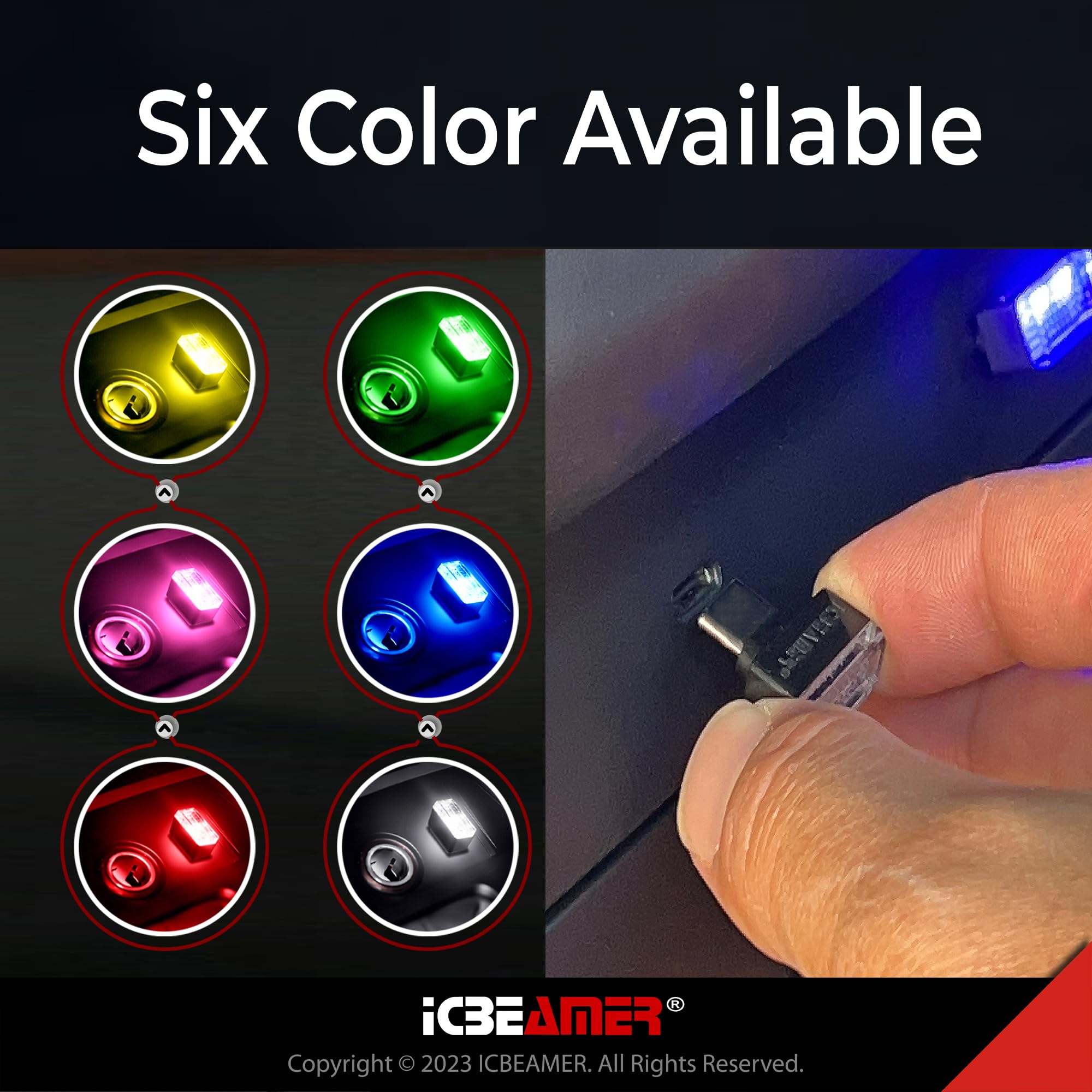 Icbeamer Type C Adapters Atmosphere Light, [Color: White] | Universal Plug-In Miniature Night Light | Led Usb Car Interior And T
