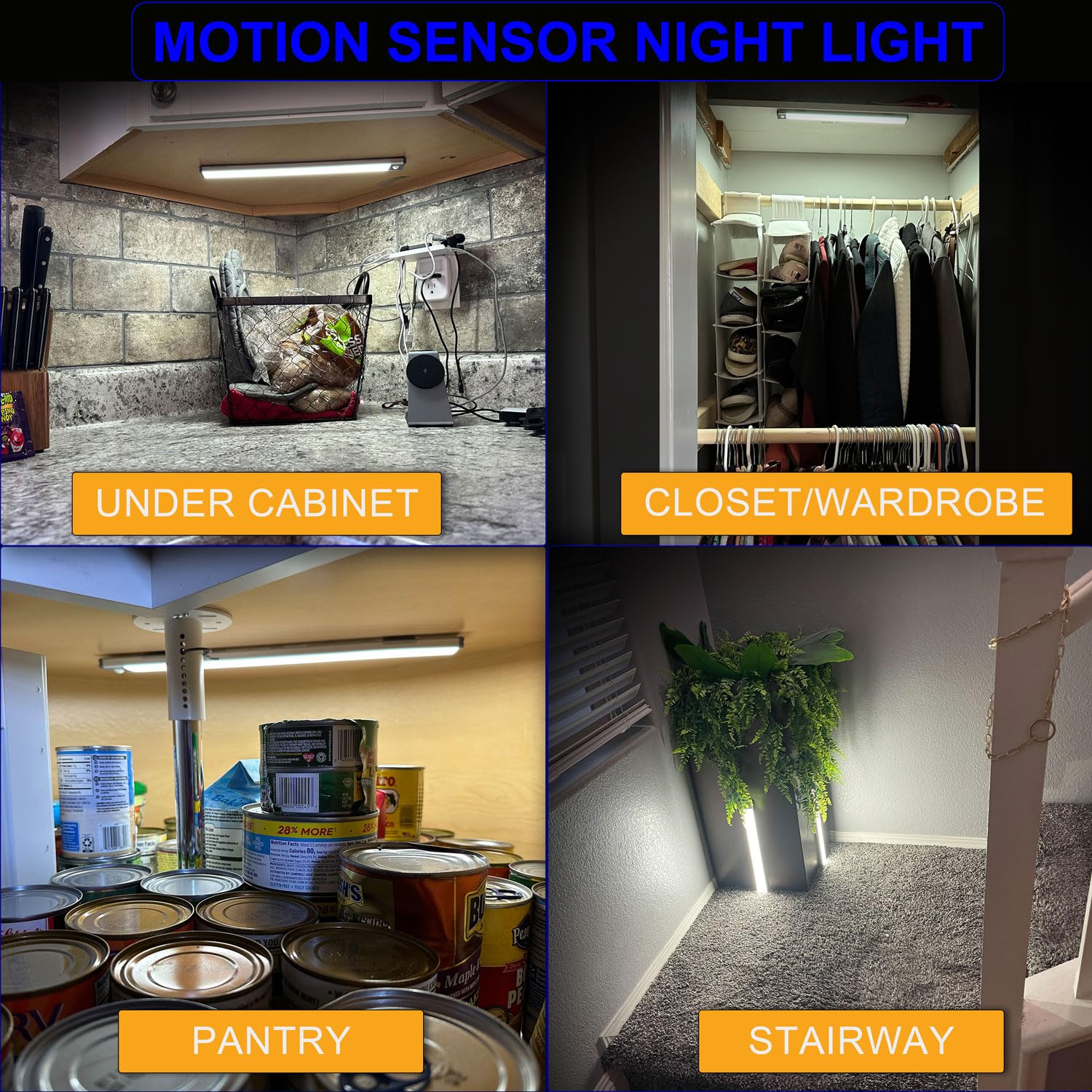 Rechargeable 2 Pack Bright 40Led Motion Sensor Activated Night Light For Closet, Kitchen Counter, Battery Operated Under Cabinet