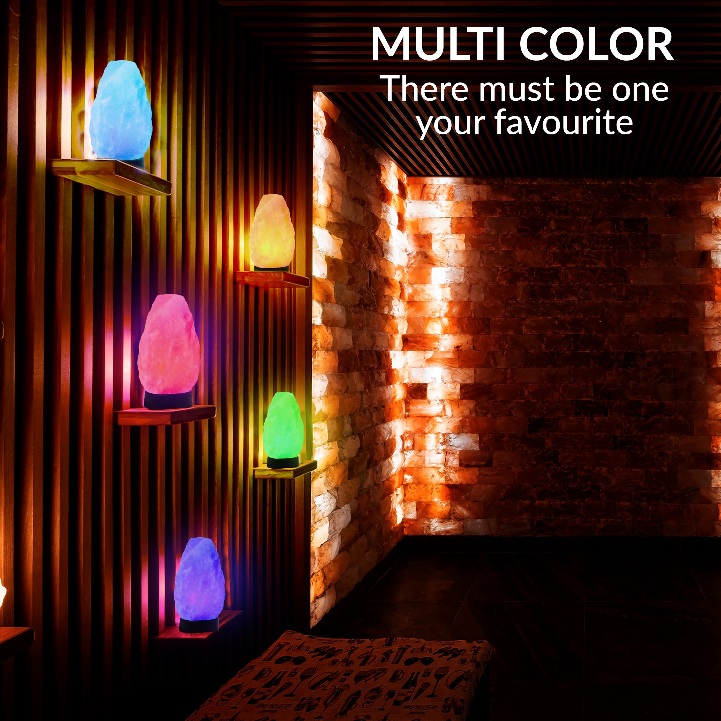 Himalayan Glow Multicolor Salt Lamp – Hand-Carved Crystal, USB & Plastic Base, Model D-900AC, White