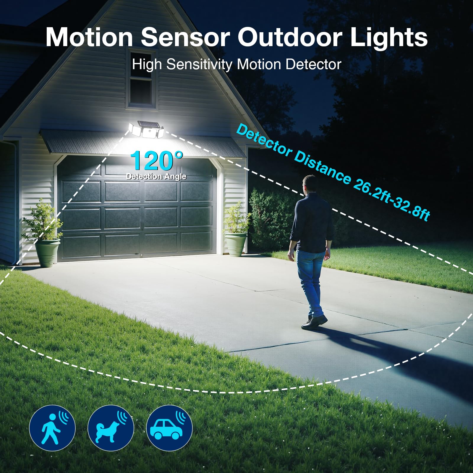 SZPOWER Solar Flood Lights 6000LM, 230 LED, Motion Sensor, Waterproof, Remote Control, Black, Model SZC10A5-TY, 1 Pack