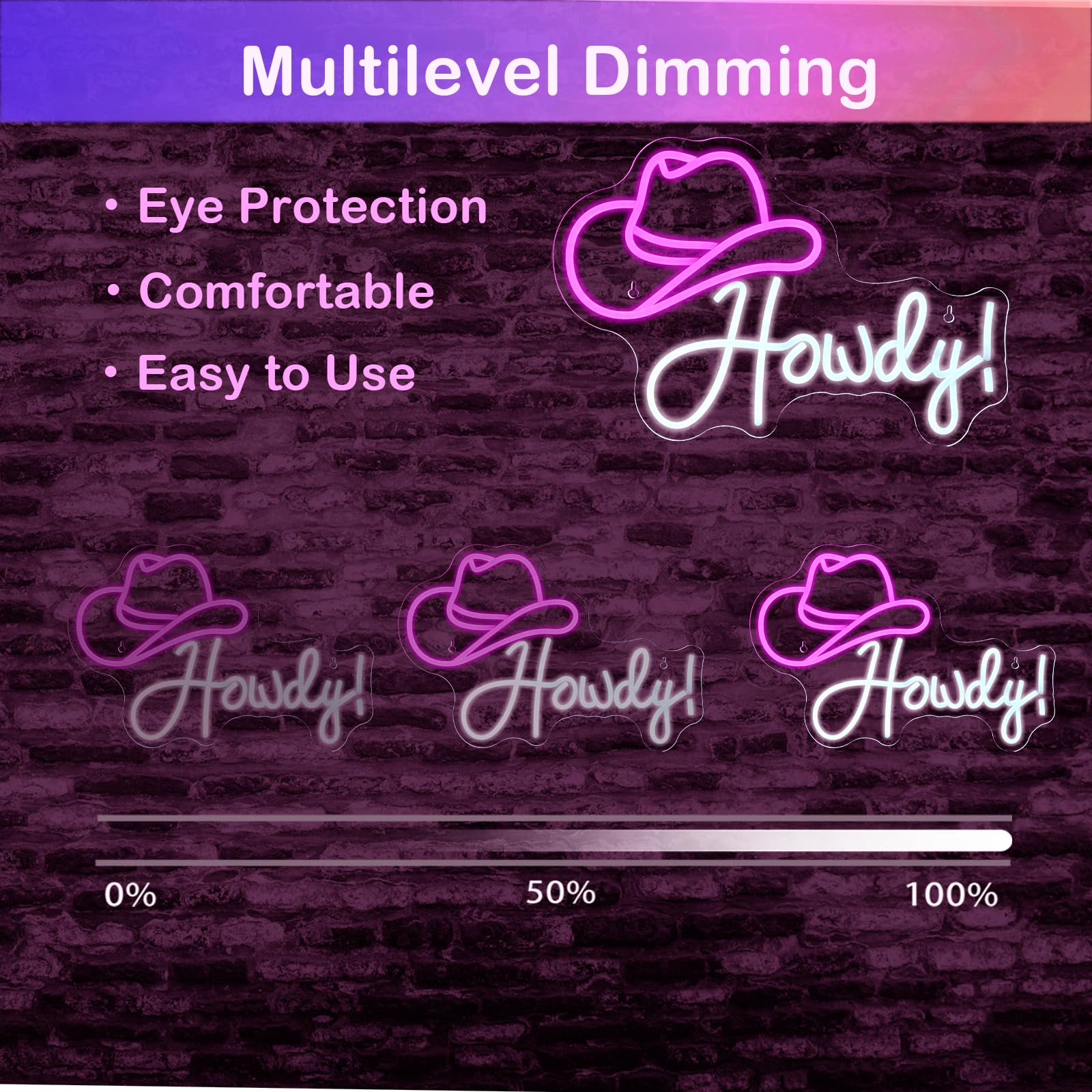 Ineonlife Cowboy Hat Neon Sign Howdy Neon Lights Pink Led Neon Signs Preppy Girls For Wall Decor Light Up Sign For Bar malt-inspired Bedroom Living Room Beauty Girls Club Decoration Gifts