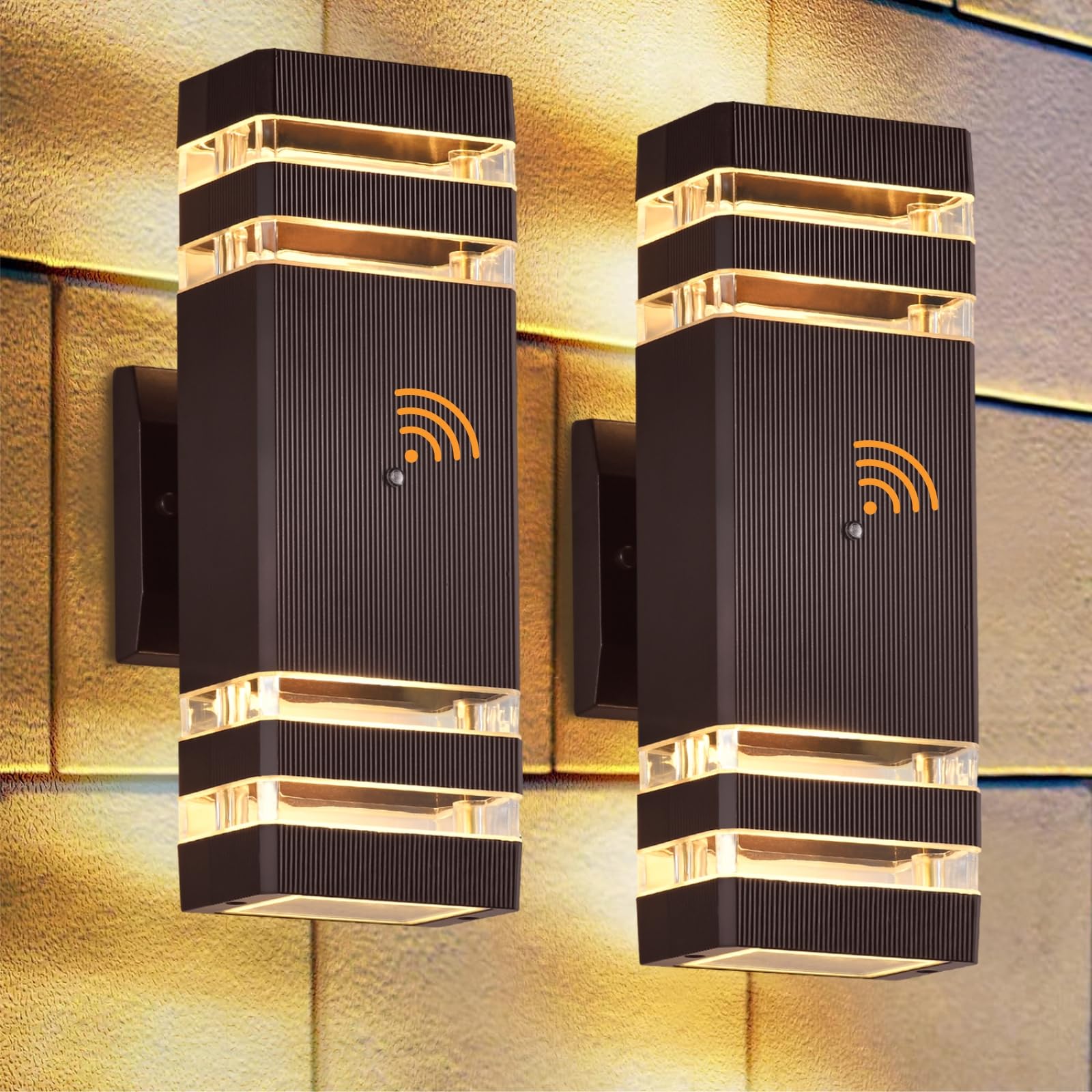 DASTOR 2 Pack Dusk to Dawn Outdoor Wall Lights, Brown Exterior Wall Sconce Lighting Fixtures, Up and Down Porch Lights Outdoor W