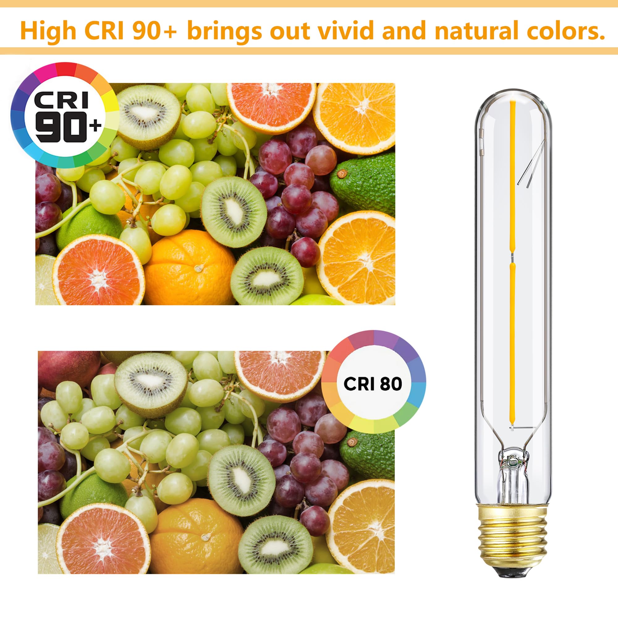 Homosum Tubular Light Bulb 7.3 Inch, Dimmable T10 Led Bulb E26 4W 40 Watts Edison Bulbs 5000K Daylight,Ac120V,400Lm, Long Led Fo