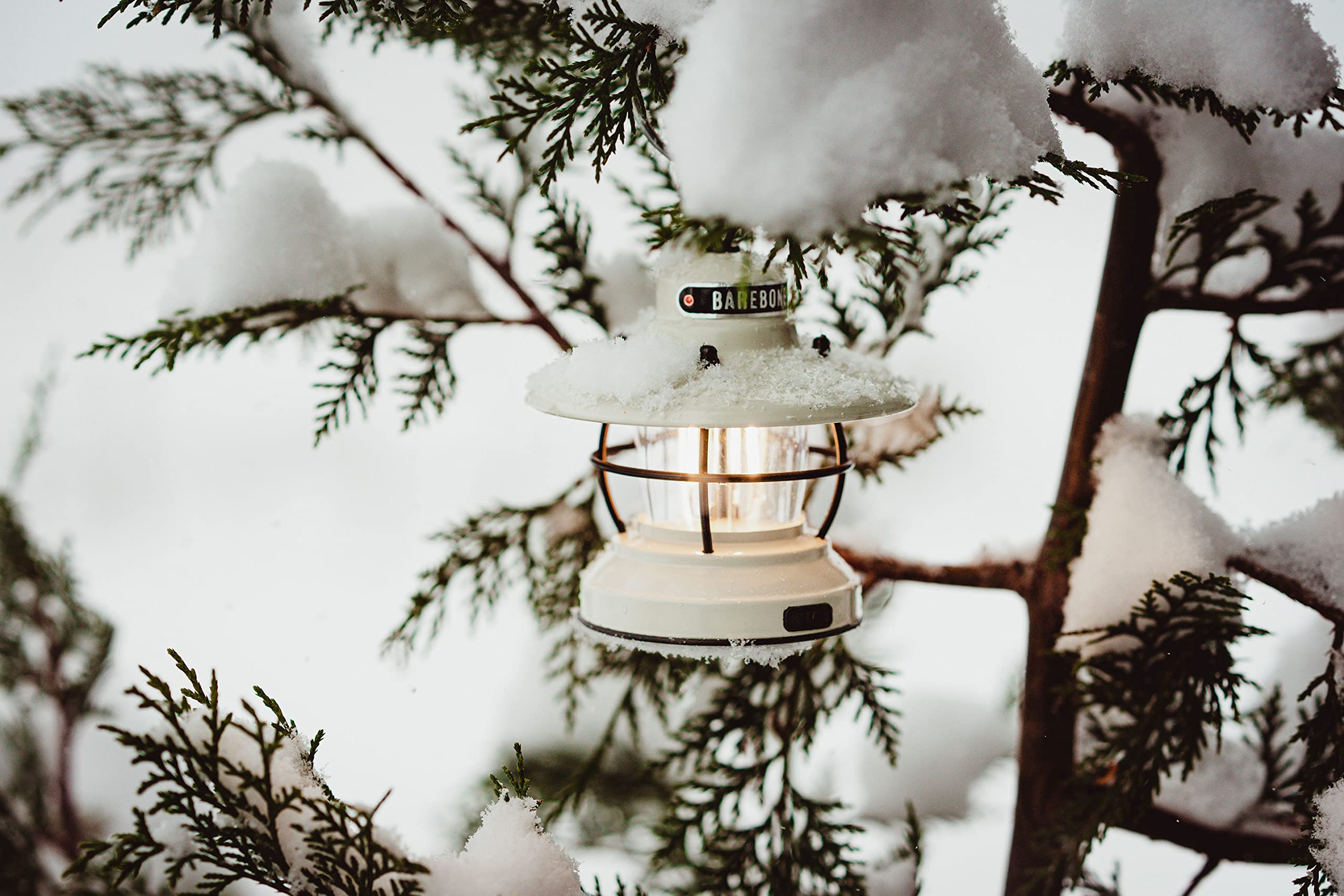 Barebones Edison Mini Lantern - Vintage LED Camping Light, Adjustable Brightness, Weatherproof, 1 Pack, Vintage White, Model LIV-170
