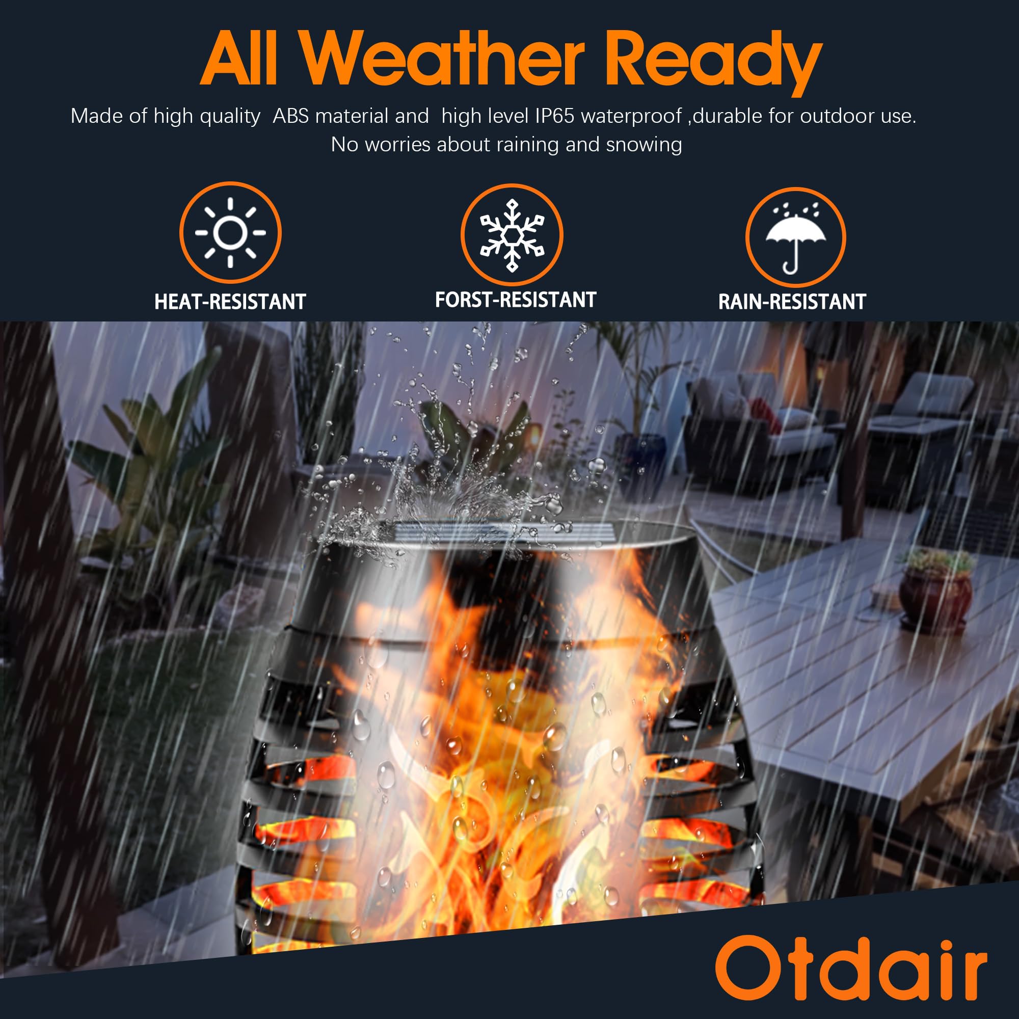 Otdair Halloween Decorations Outdoor 12 Pack, Waterproof Solar Lights with Blue Flame for Outdoor Decor, Torch Lights for Yard,