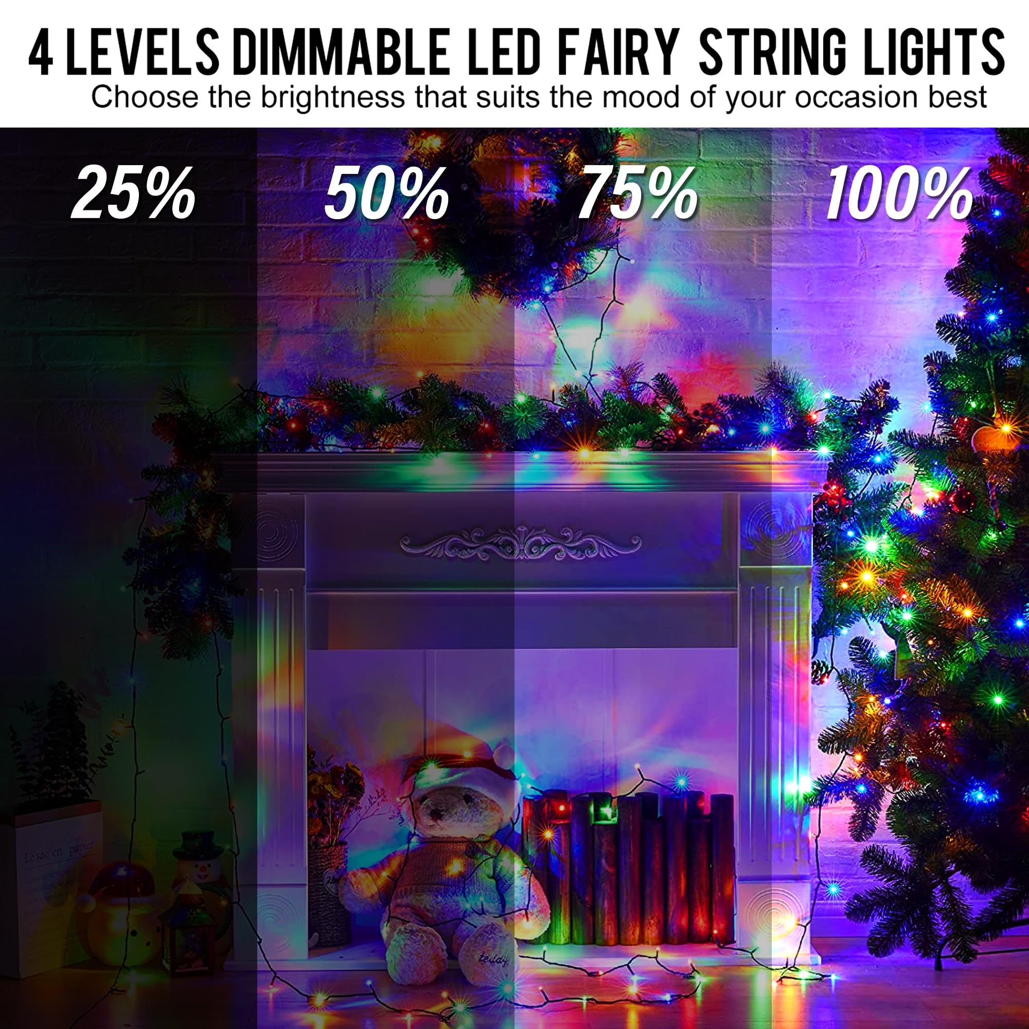 Weillsnow 328 FT 1000 LED Christmas String Lights, Multicolor, Remote & Timer, Waterproof, 8 Modes, Model HB-1000COI