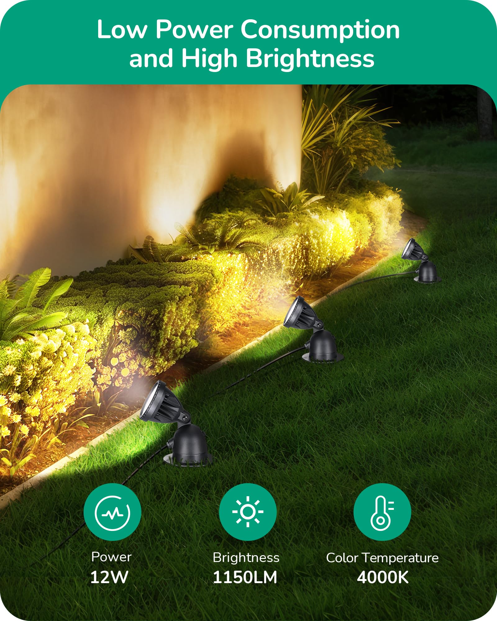 Edishine Dusk To Dawn Led Spot Lights, 12W 4000K, Adjustable, Ip65 Waterproof, Warm White